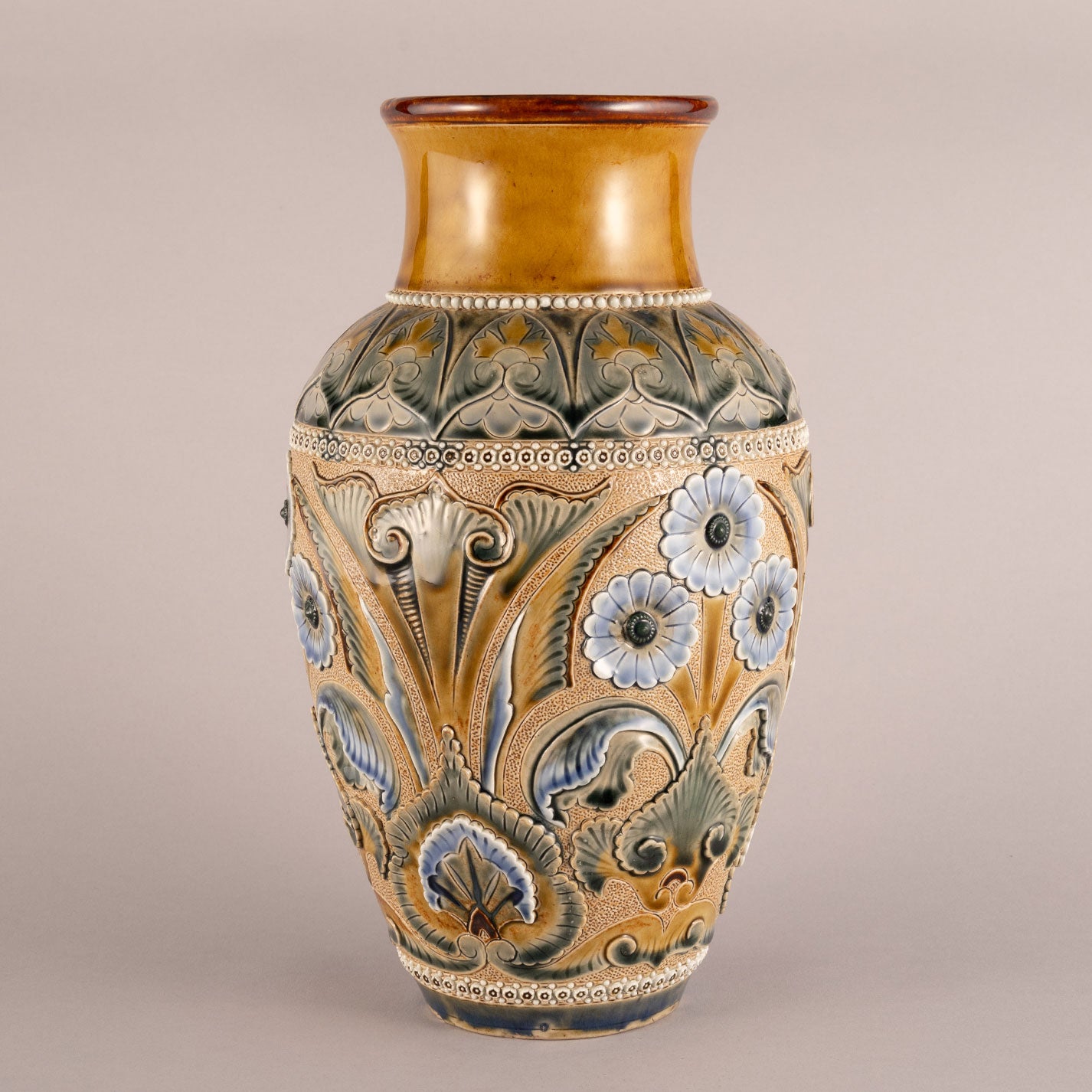 Doulton Lambeth "Flower Vase with Flower Pattern"