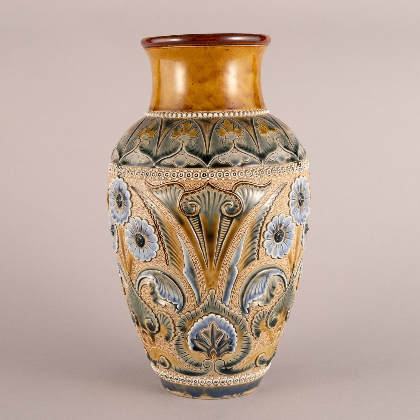 Doulton Lambeth "Flower Vase with Flower Pattern"