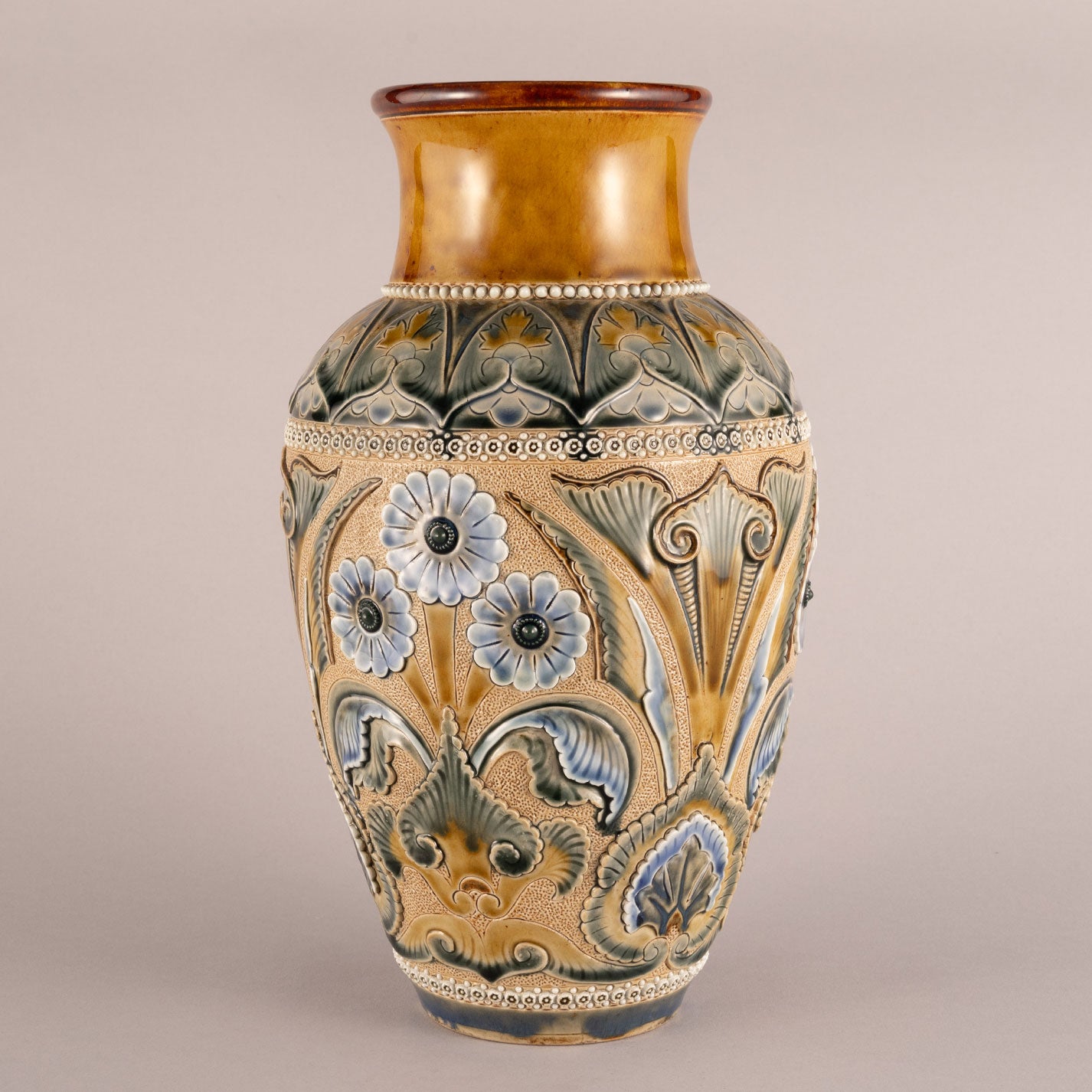 Doulton Lambeth "Flower Vase with Flower Pattern"