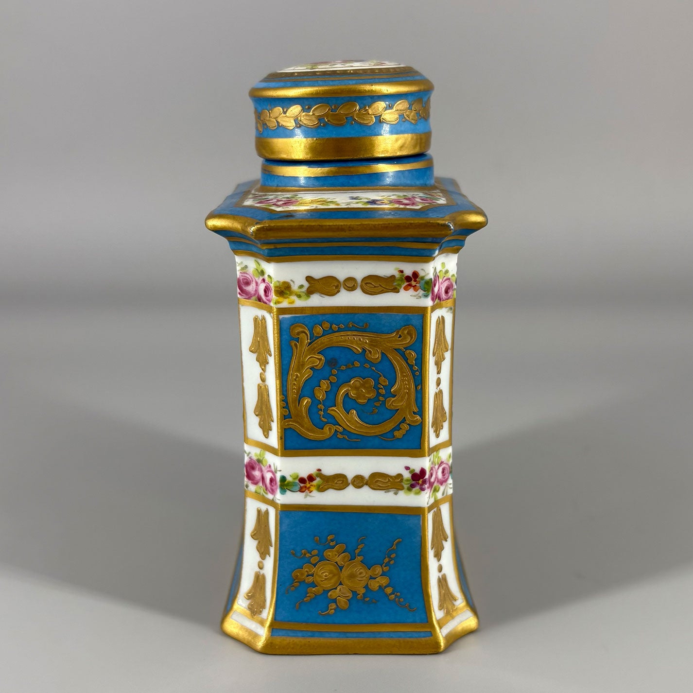 Floral Pattern & Gold Tea Caddy