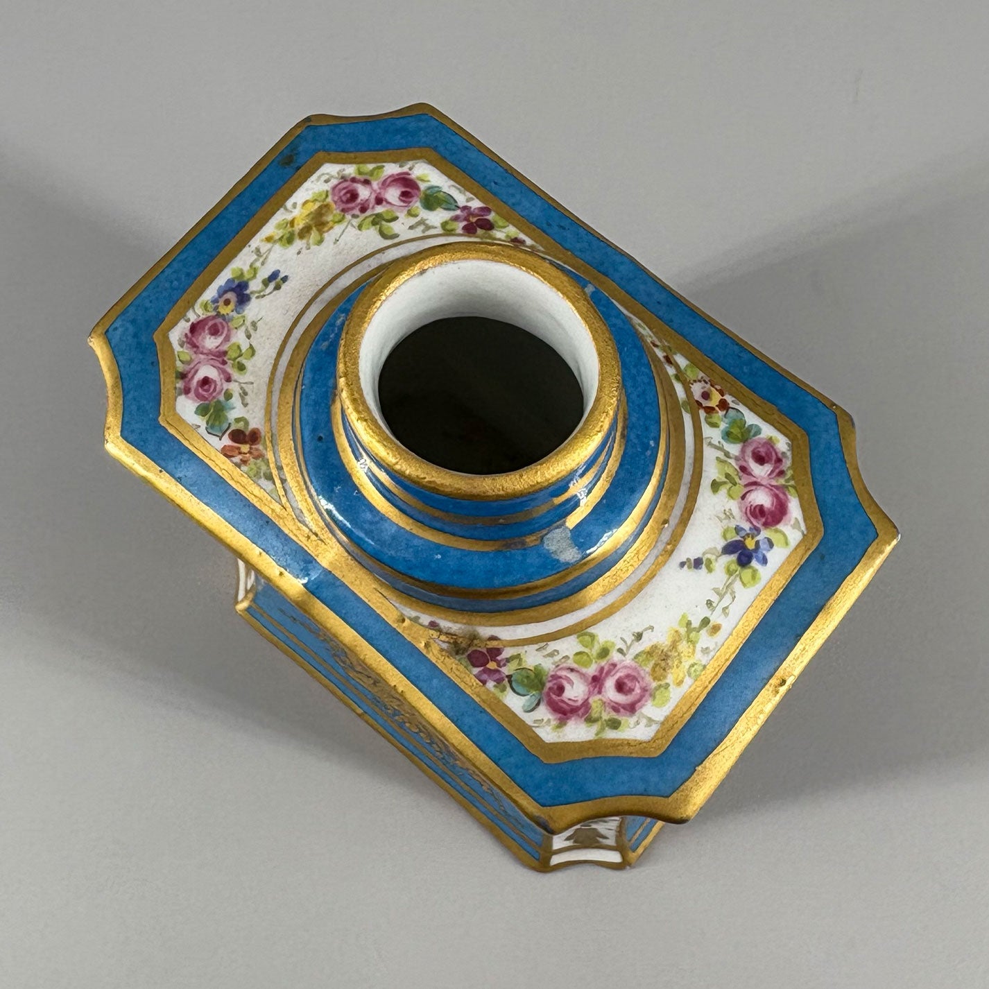 Floral Pattern & Gold Tea Caddy