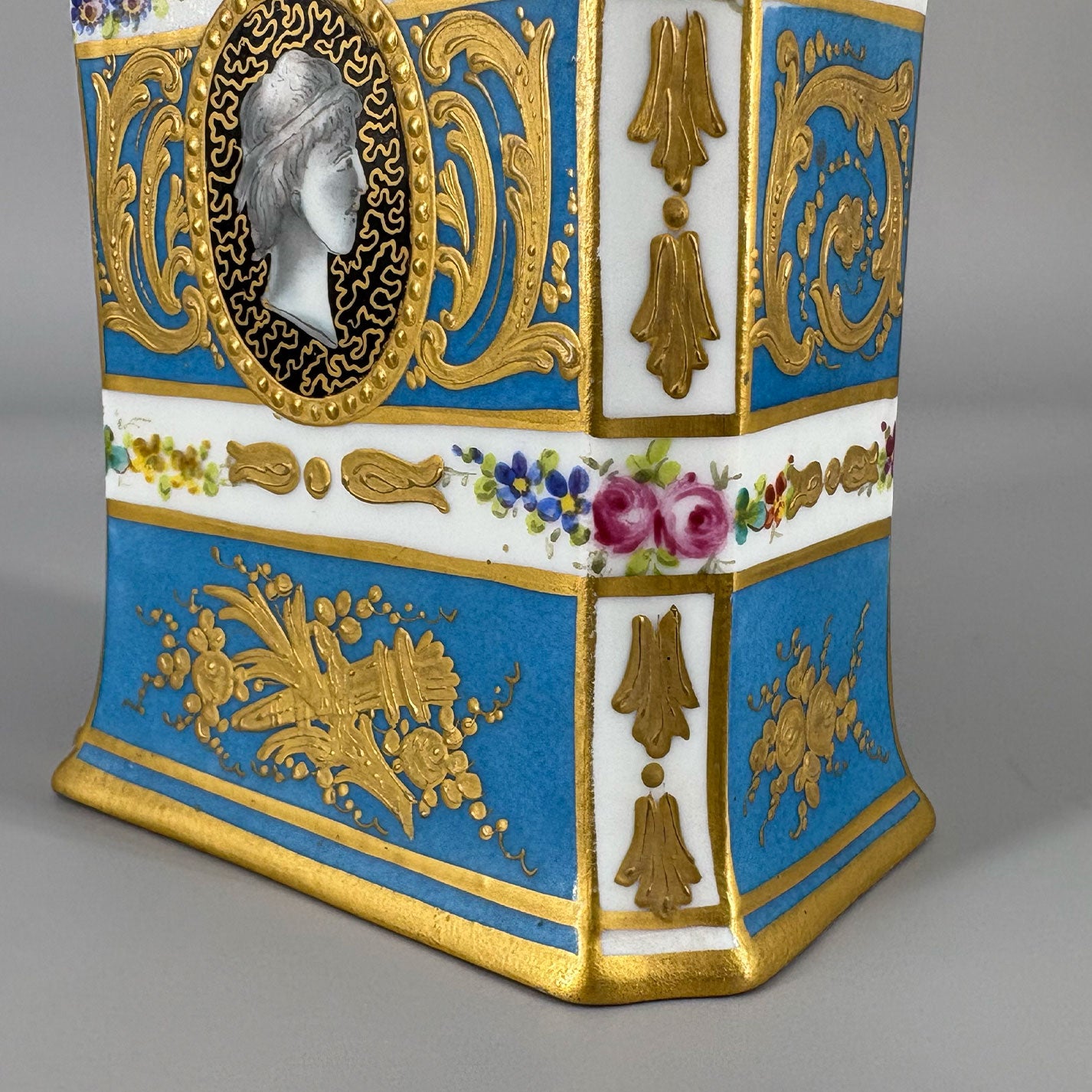 Floral Pattern & Gold Tea Caddy