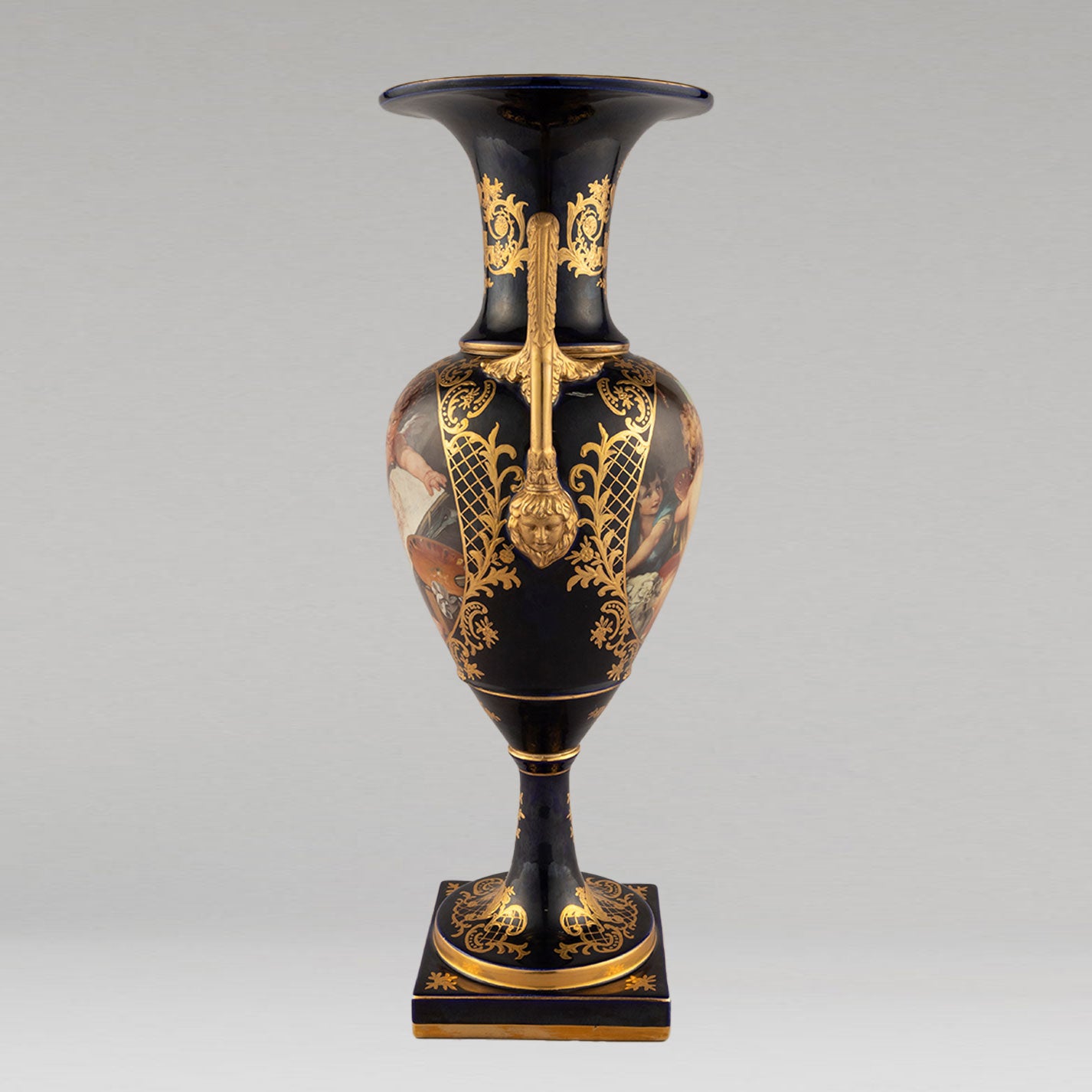 Unknown Pottery "Cobalt gilt Angel jar"