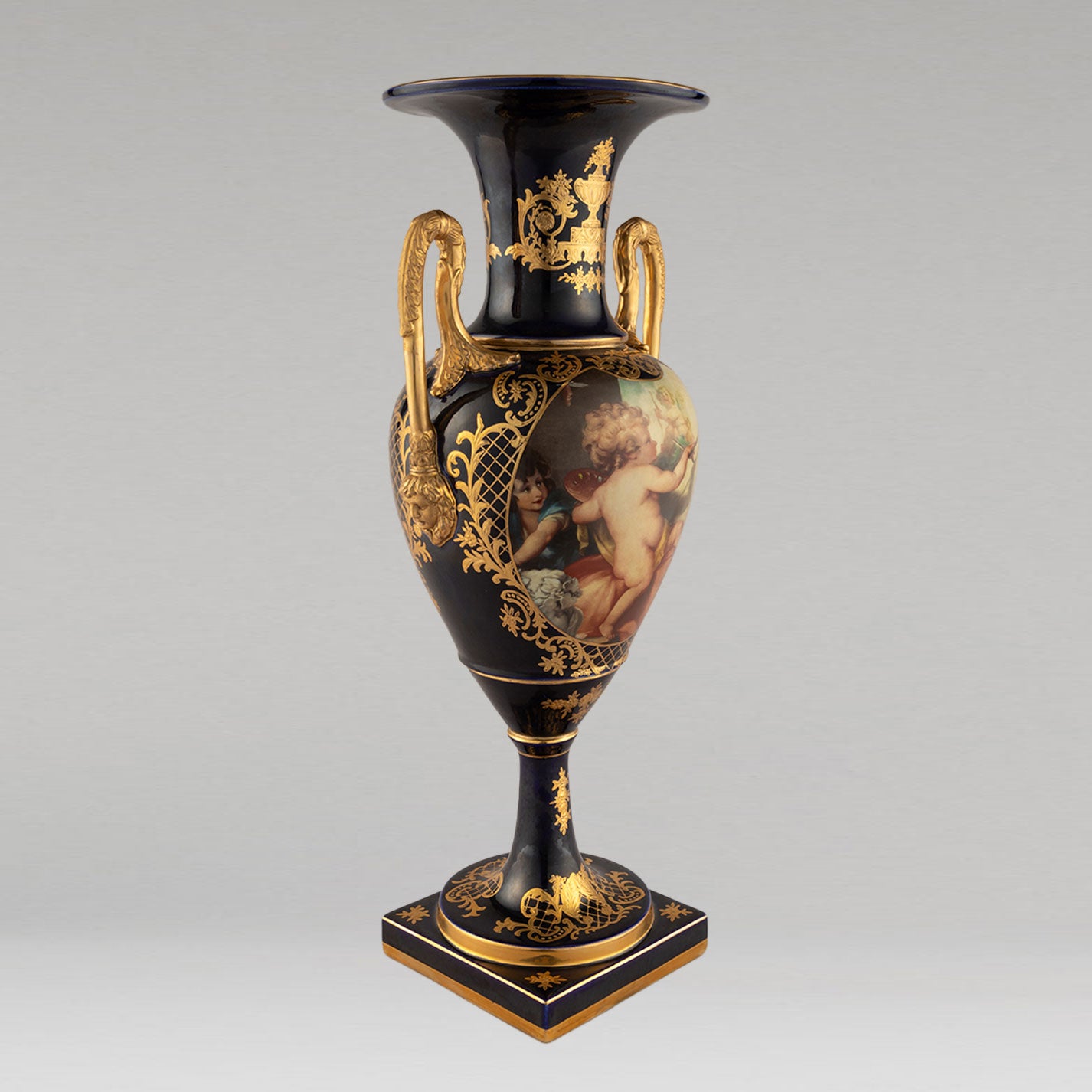 Unknown Pottery "Cobalt gilt Angel jar"