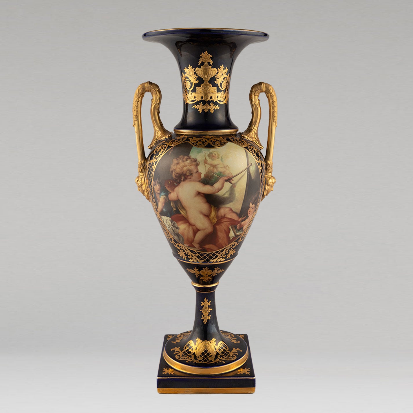 Unknown Pottery "Cobalt gilt Angel jar"