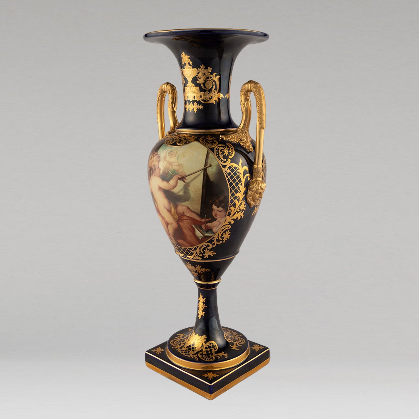 Unknown Pottery "Cobalt gilt Angel jar"
