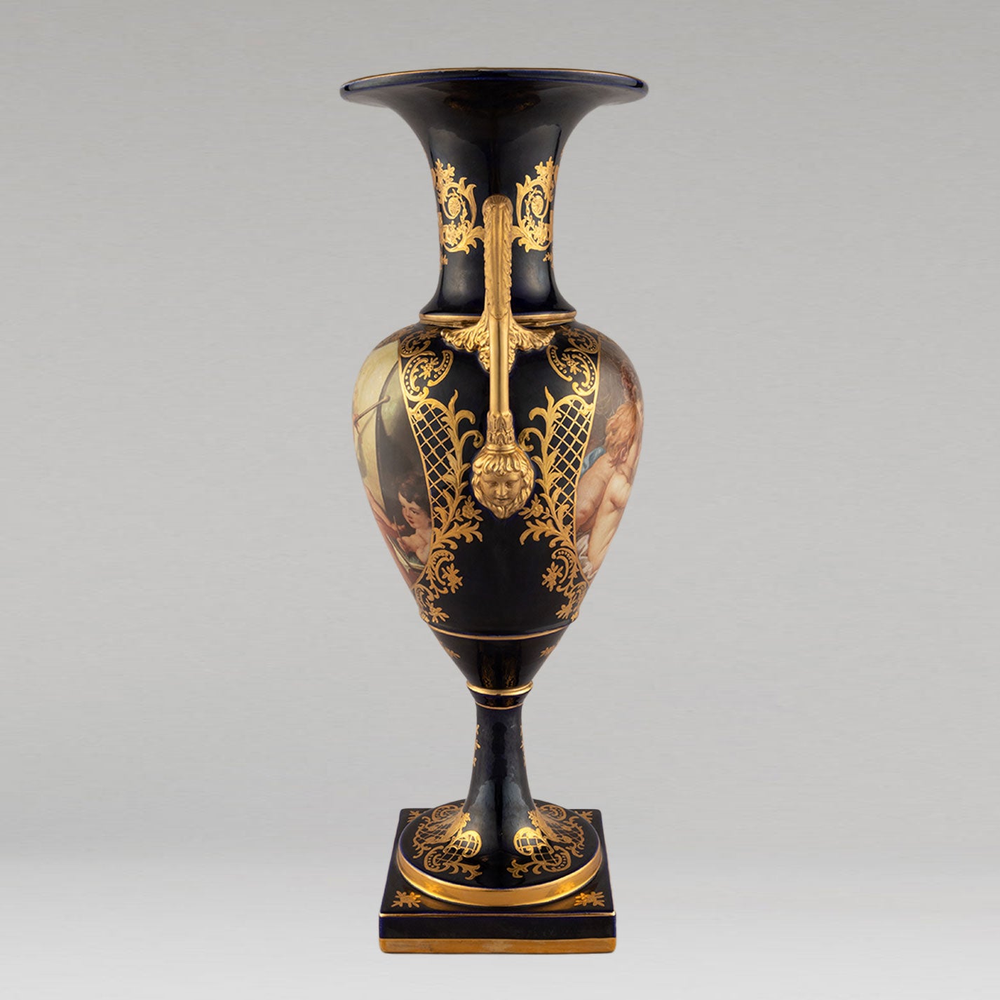 Unknown Pottery "Cobalt gilt Angel jar"