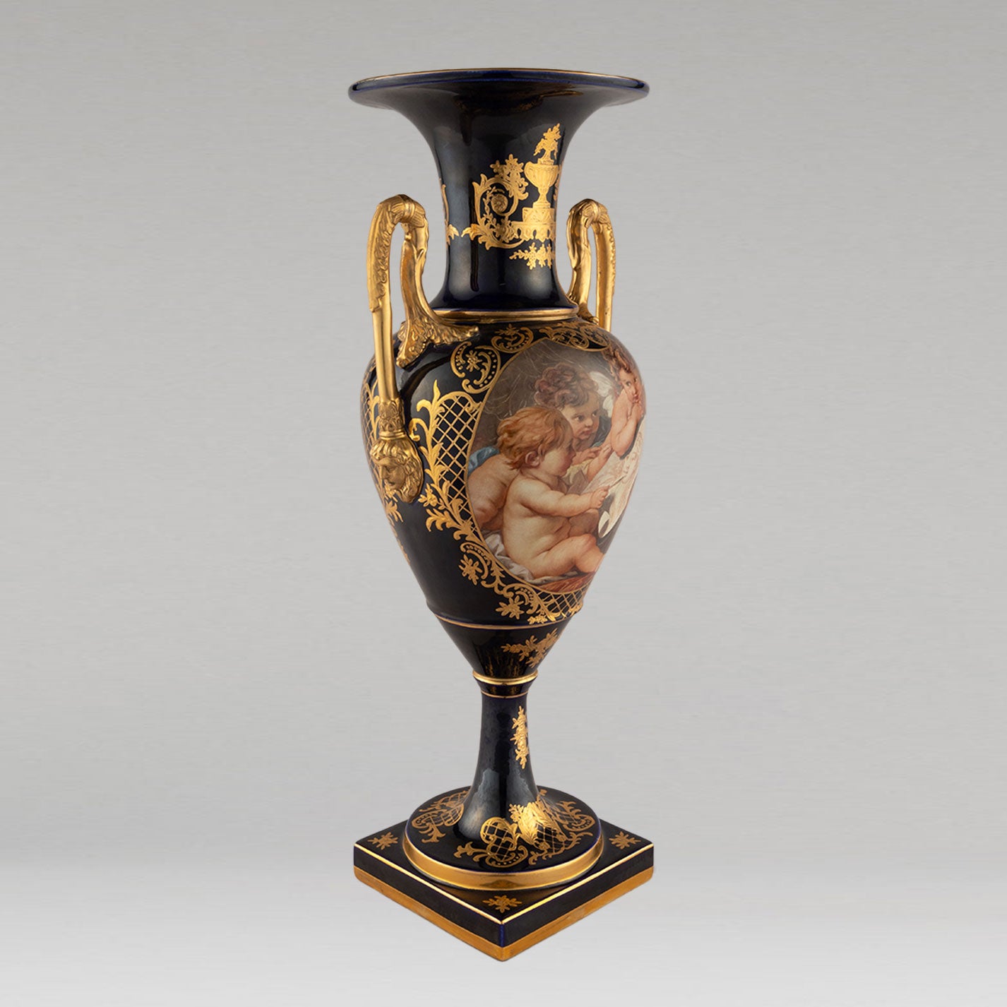 Unknown Pottery "Cobalt gilt Angel jar"