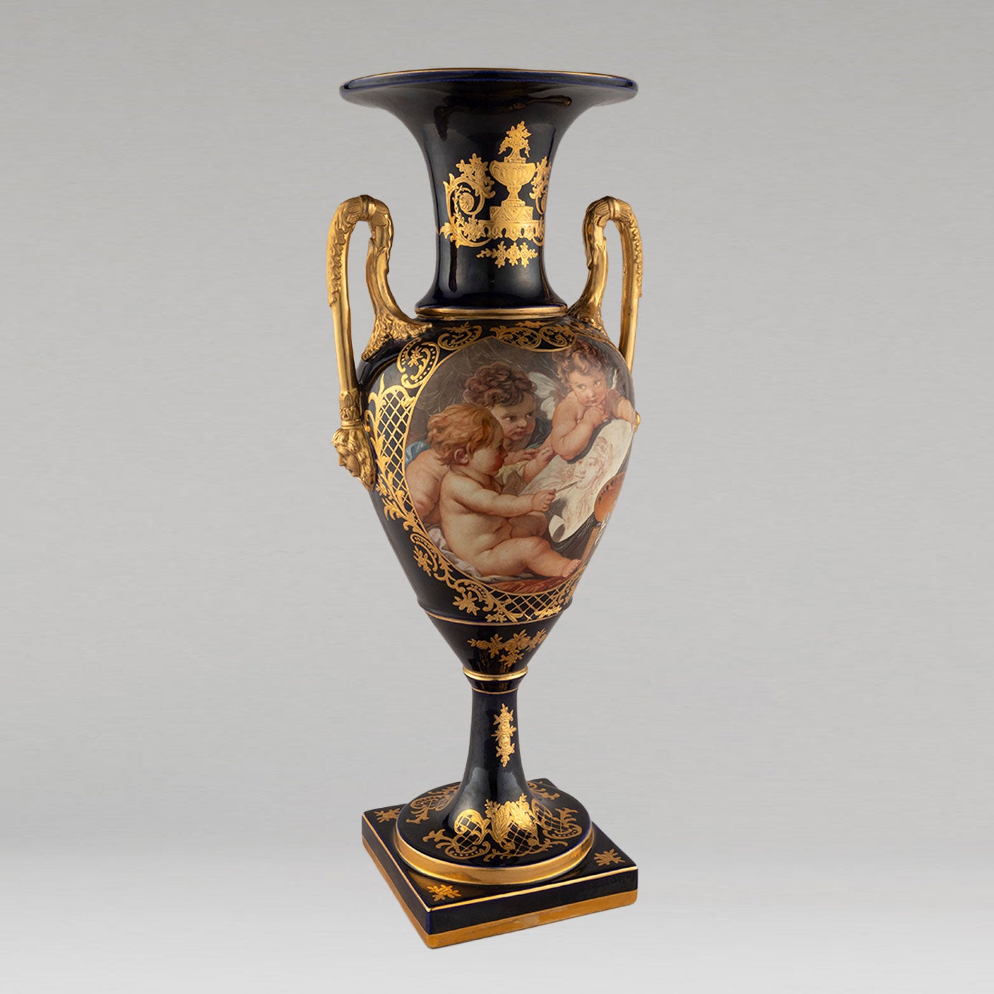 Unknown Pottery "Cobalt gilt Angel jar"