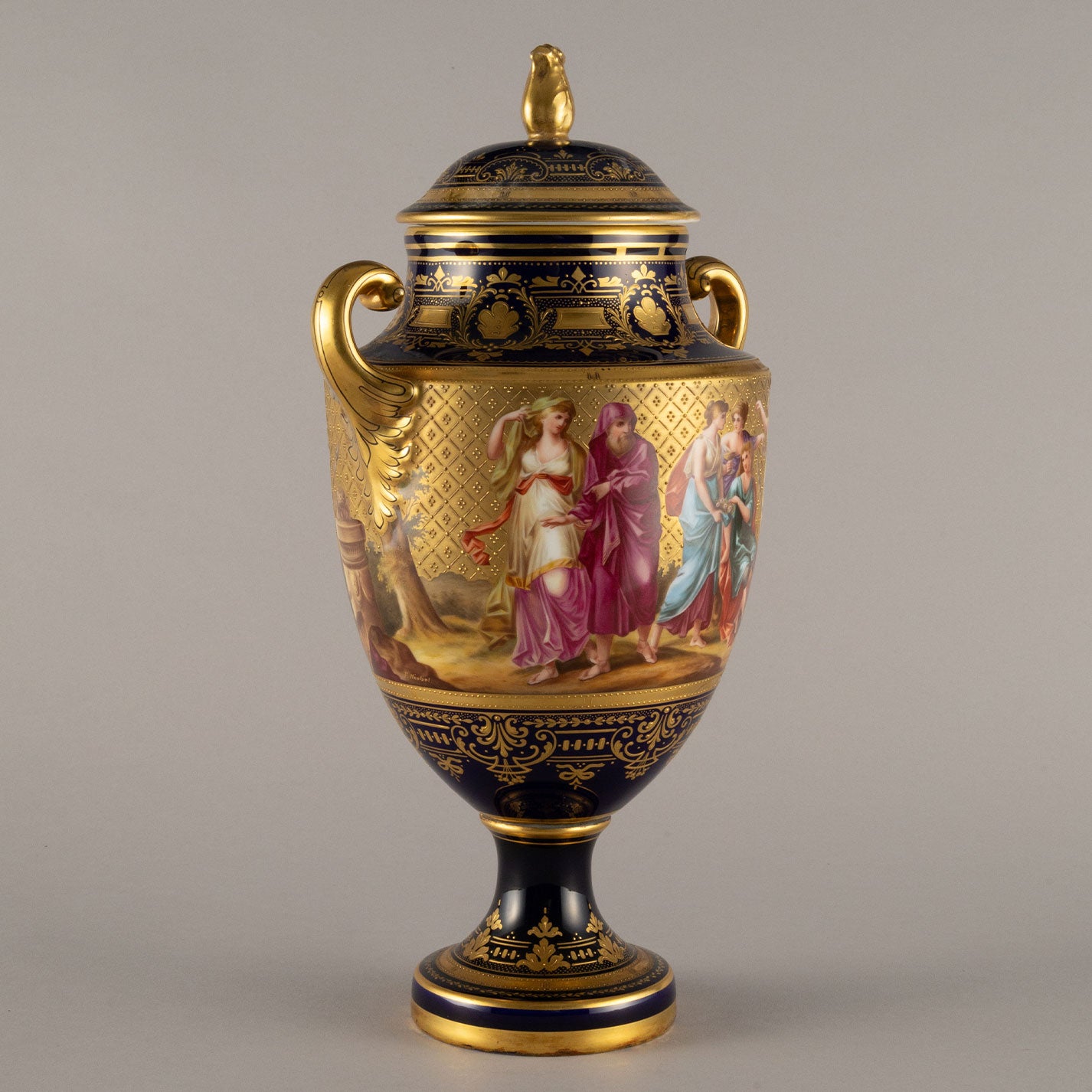 Vienna Style "Cobalt Gild Decorated Vase"