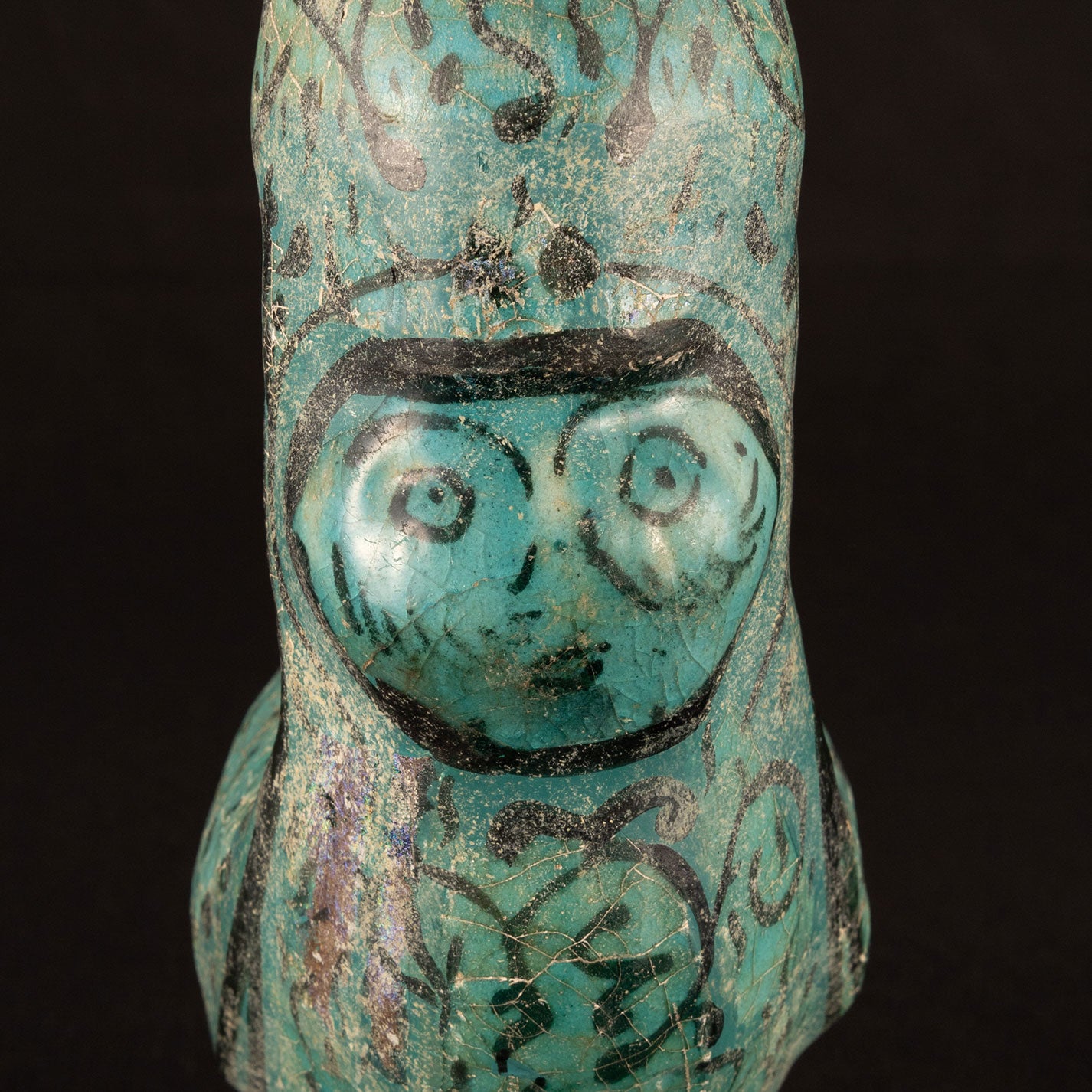 Persia "Blue glazed, silvered, Bird type pitcher"