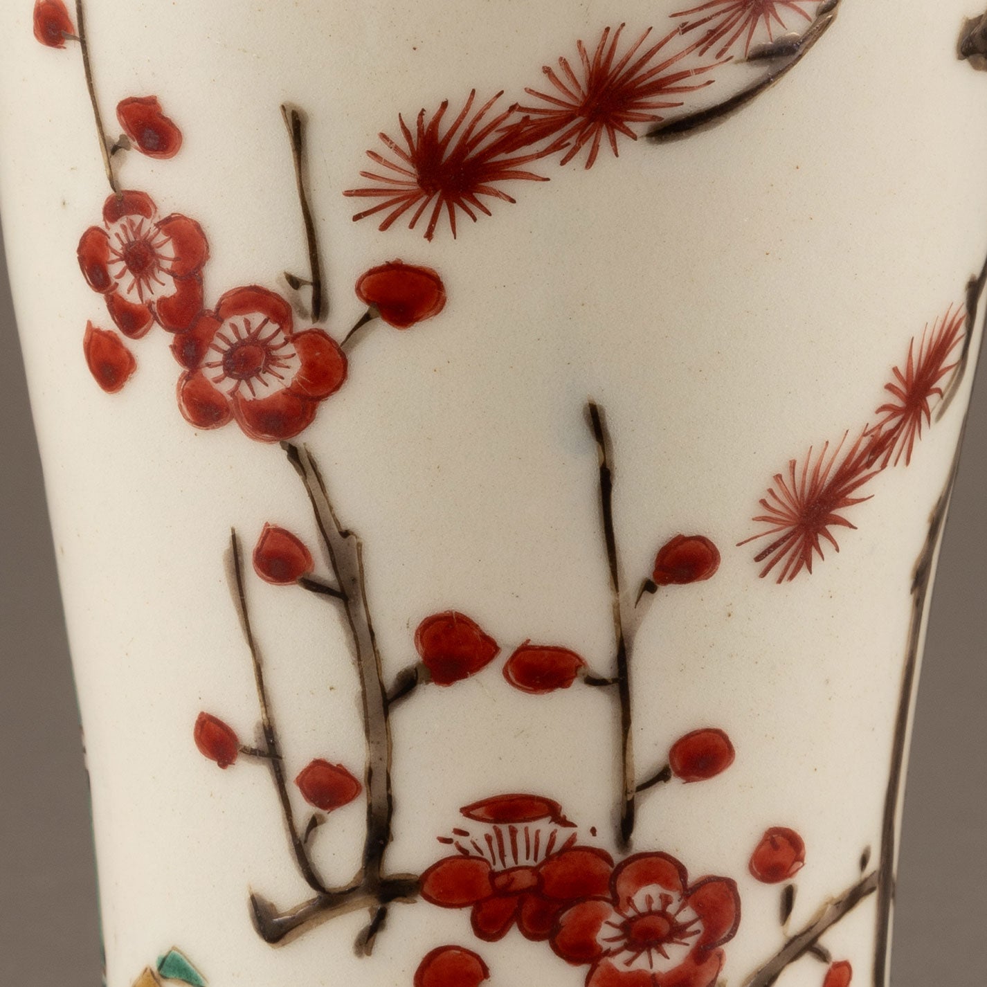 古九谷彩繪青花松竹梅紋酒壺(一對)