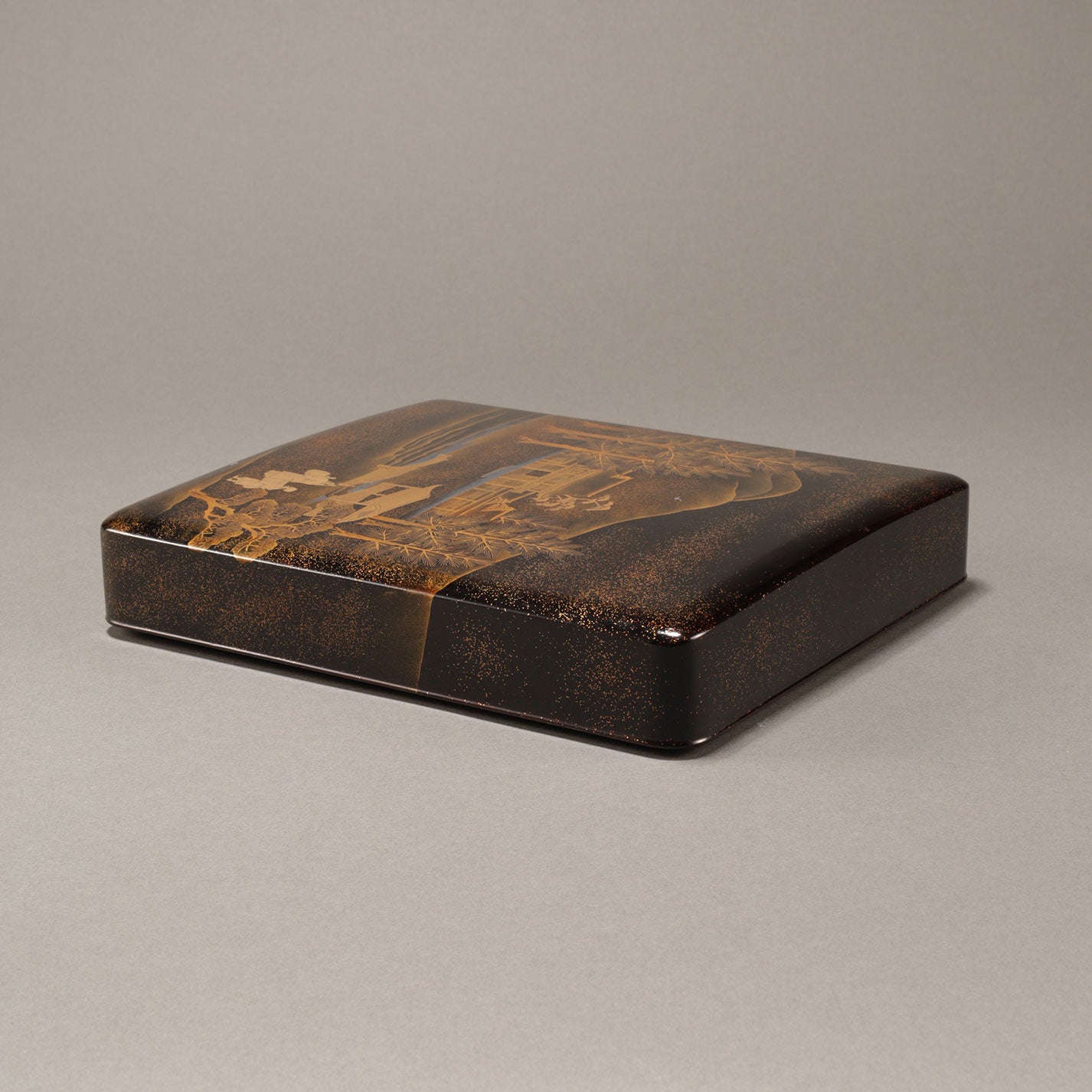 蒔絵下鴨神社図 文庫・硯箱 (2点一組)