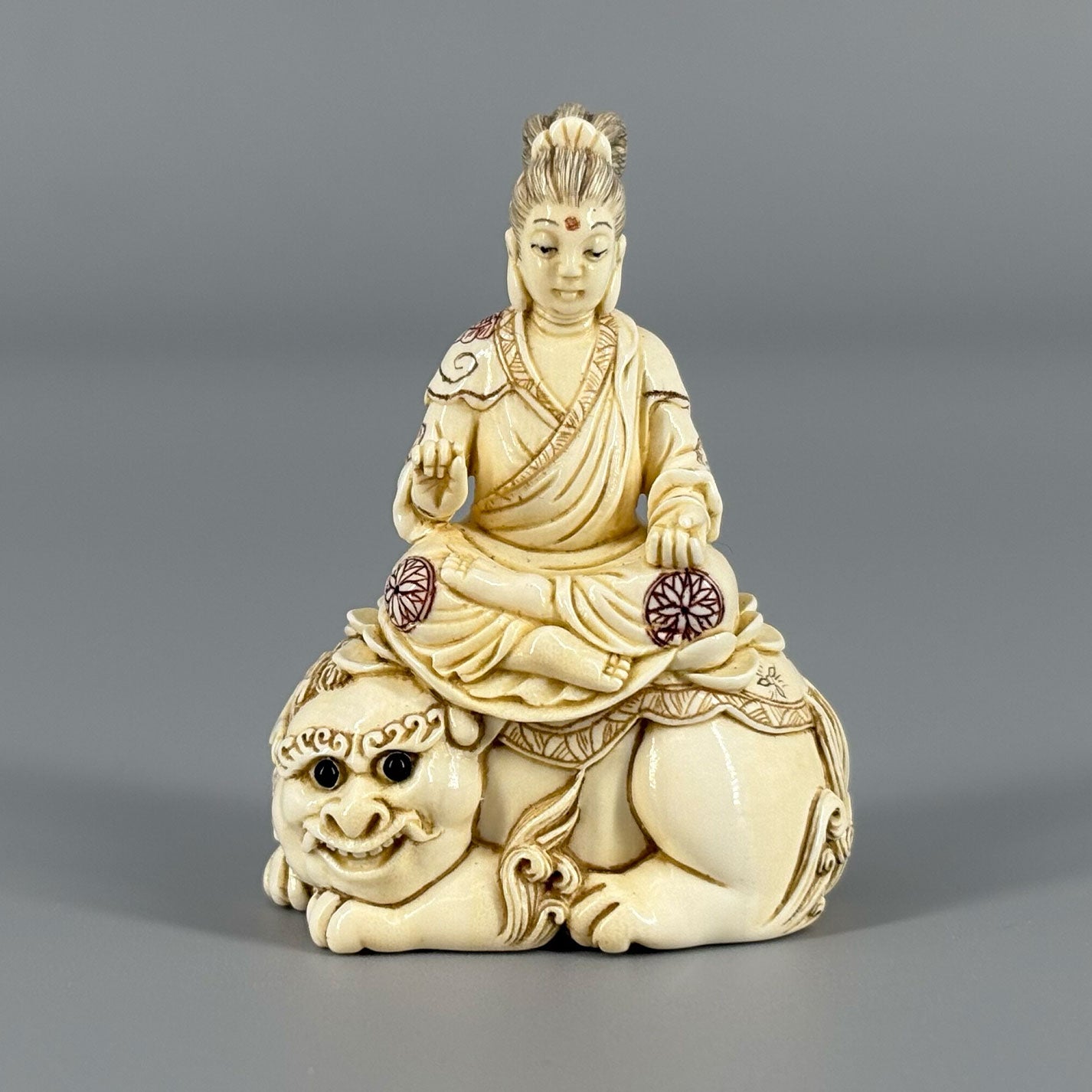 Ivory Netsuke Manjusri Bodhisattva
