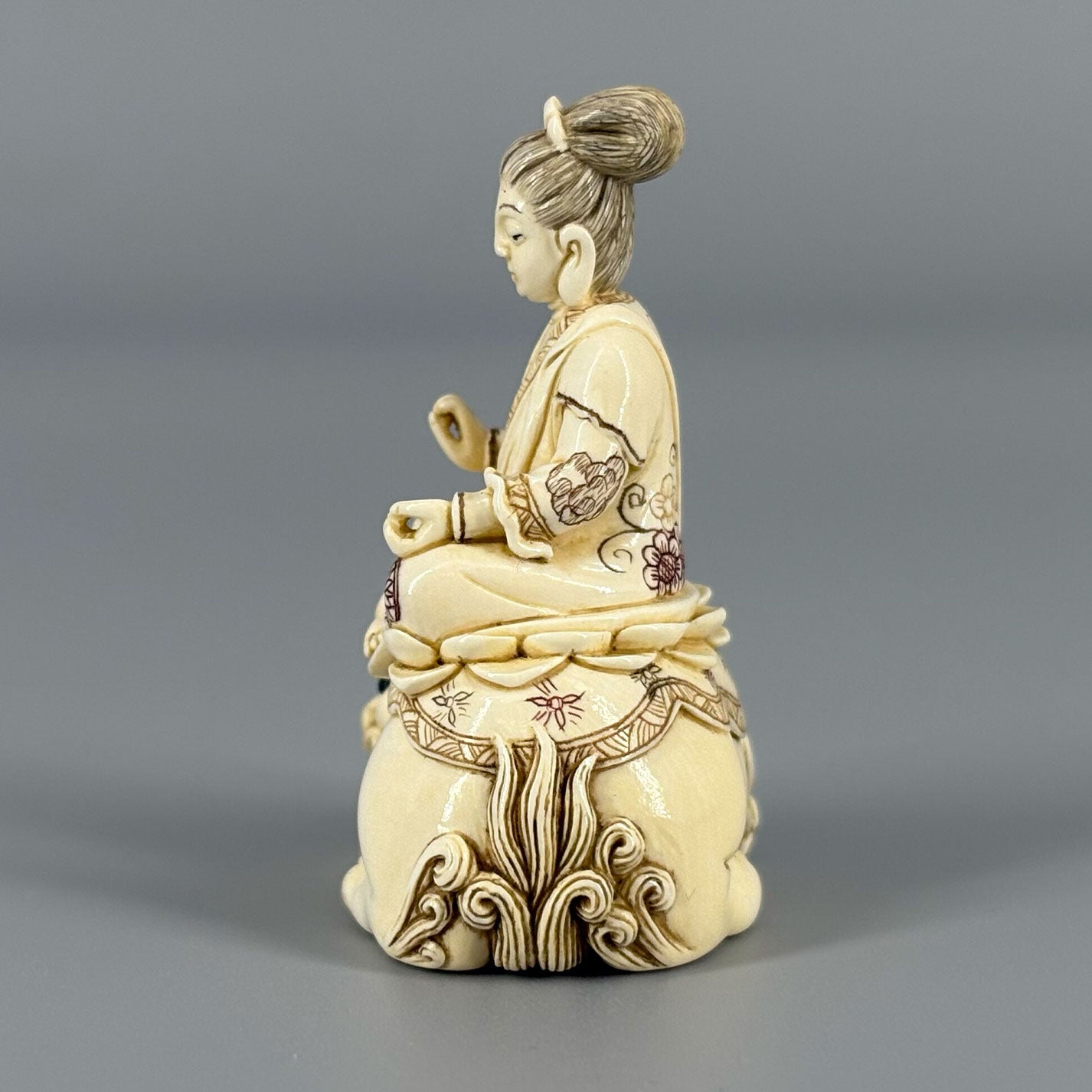 Ivory Netsuke Manjusri Bodhisattva