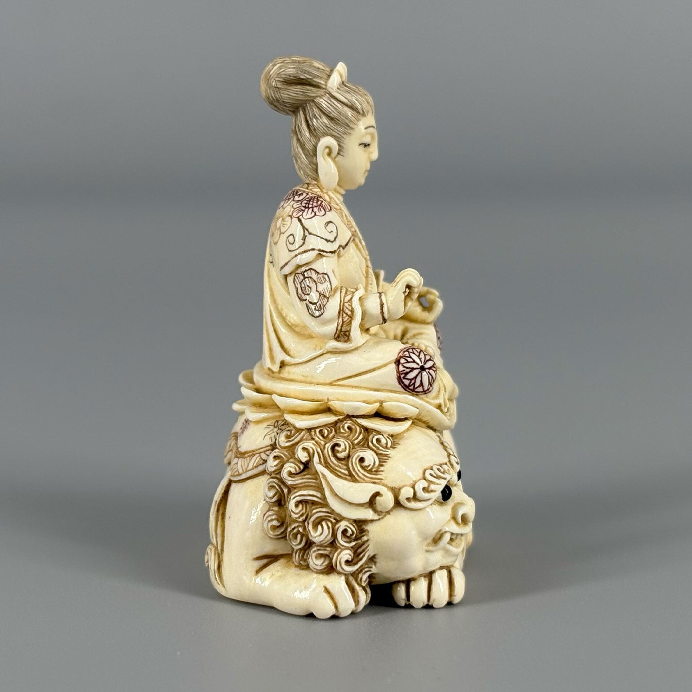 Ivory Netsuke Manjusri Bodhisattva