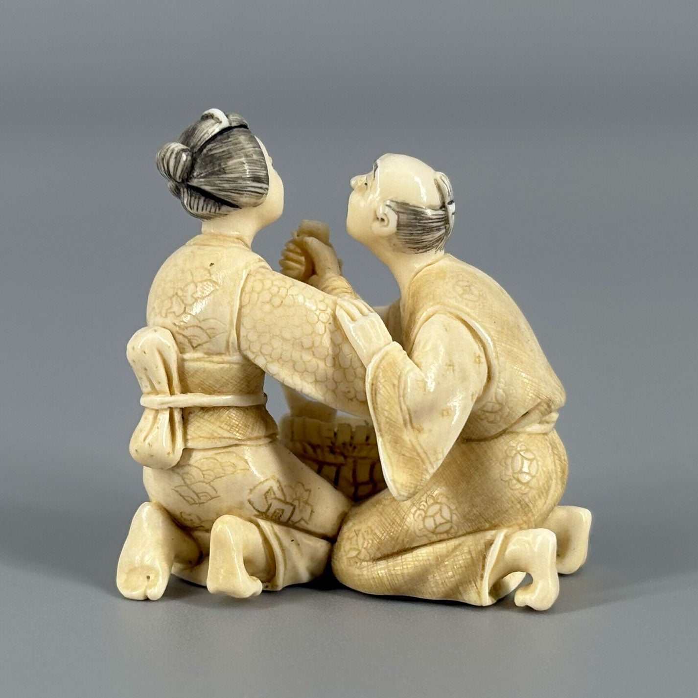 Ivory Netsuke Couple Sake