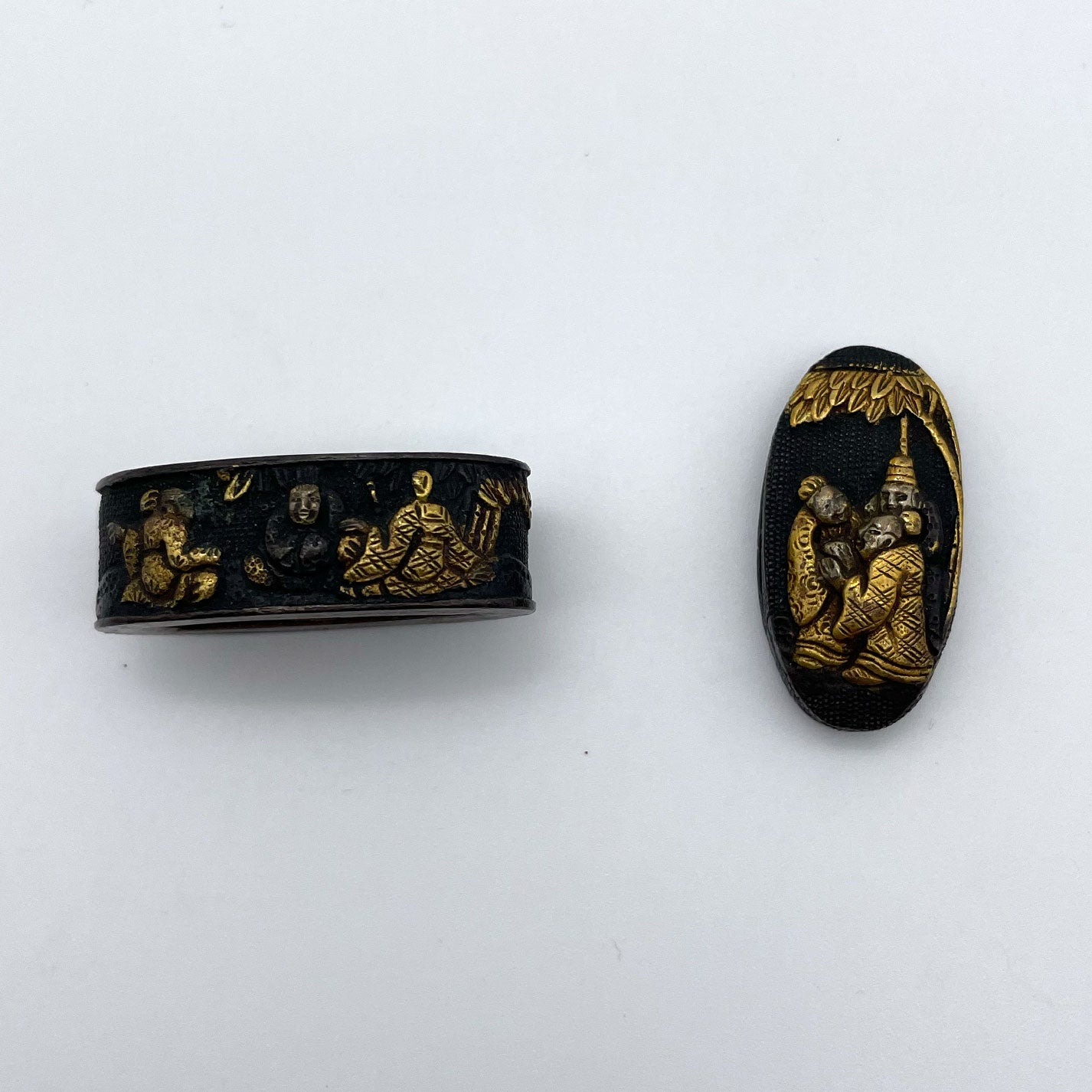 竹林人物文縁頭