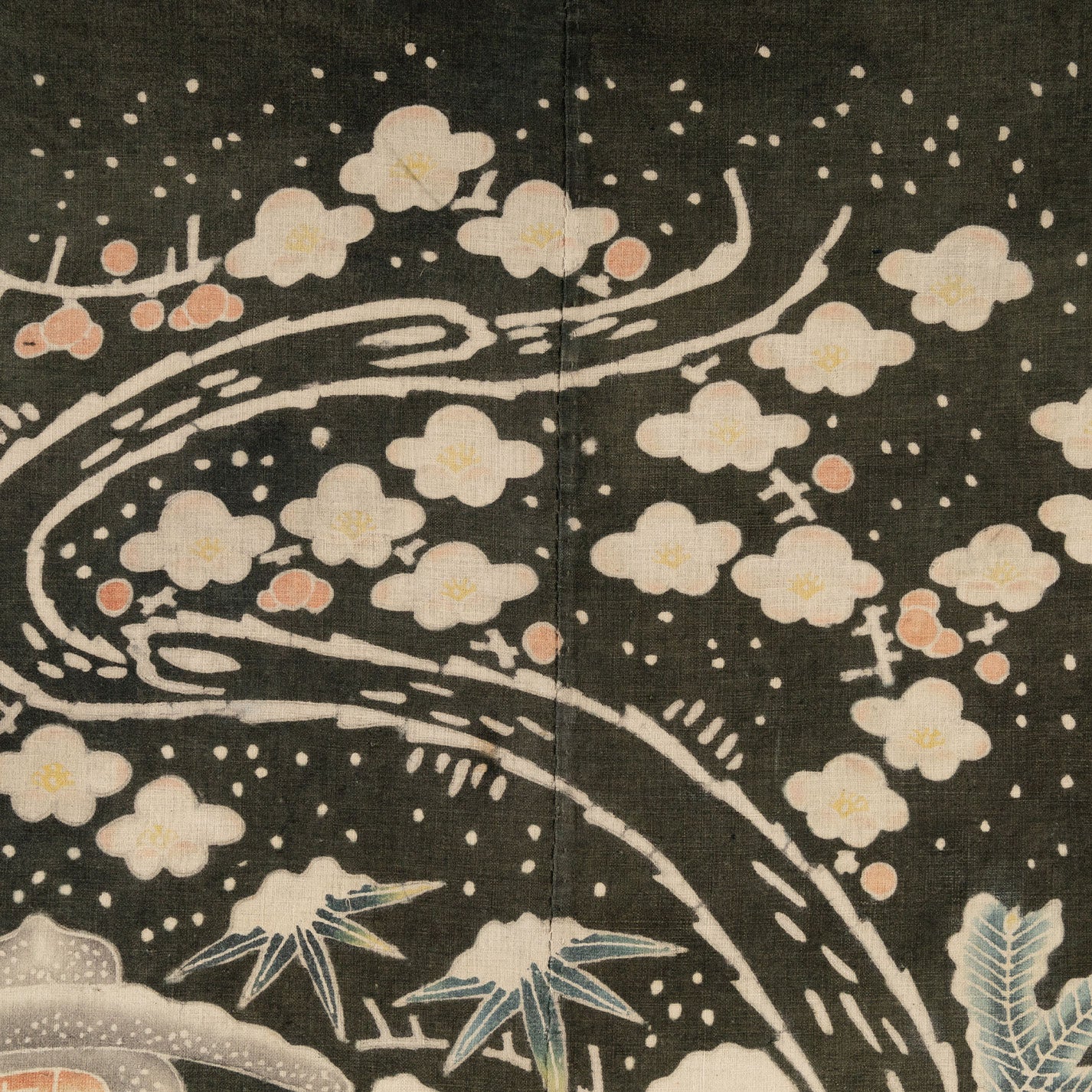 筒描 雪に松竹梅