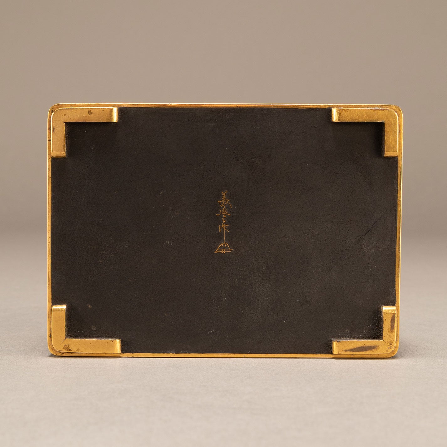 Small box with gold inlay and old pine and pheasant design