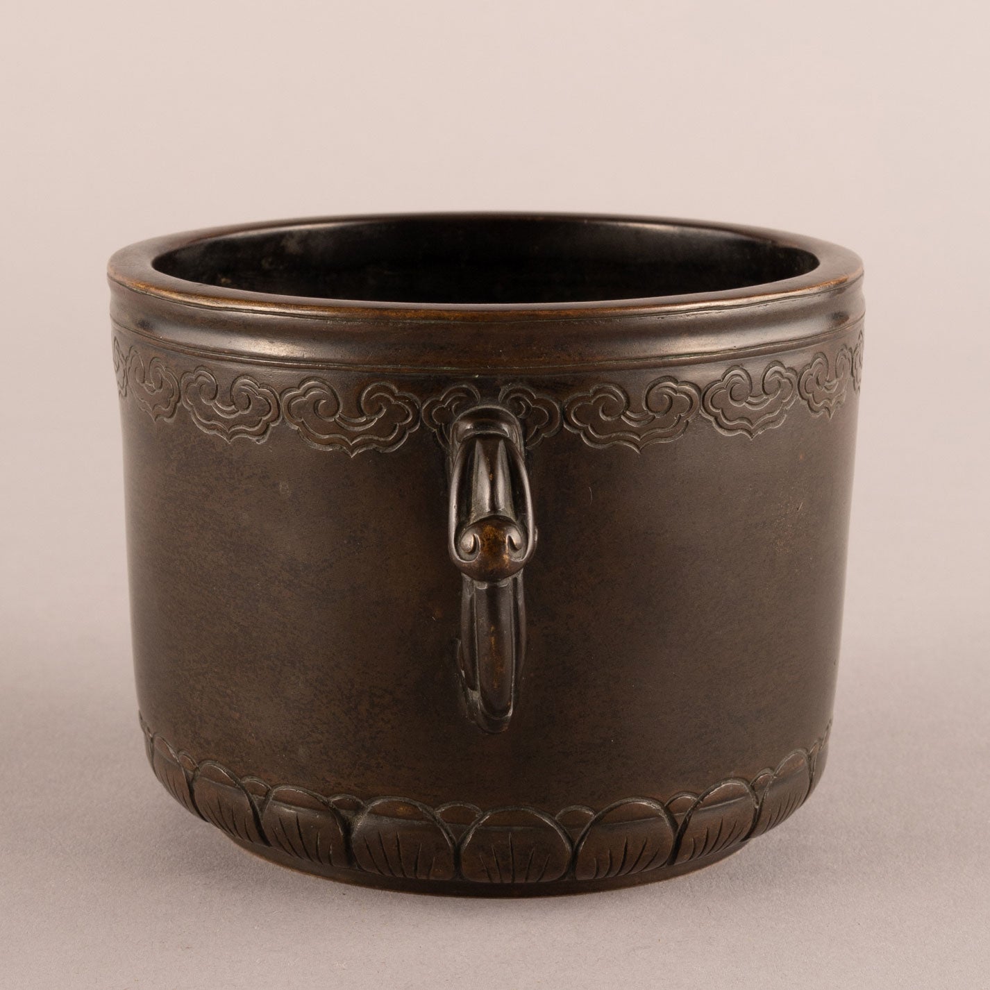 Cast bronze lotus flower and animal ear hearth