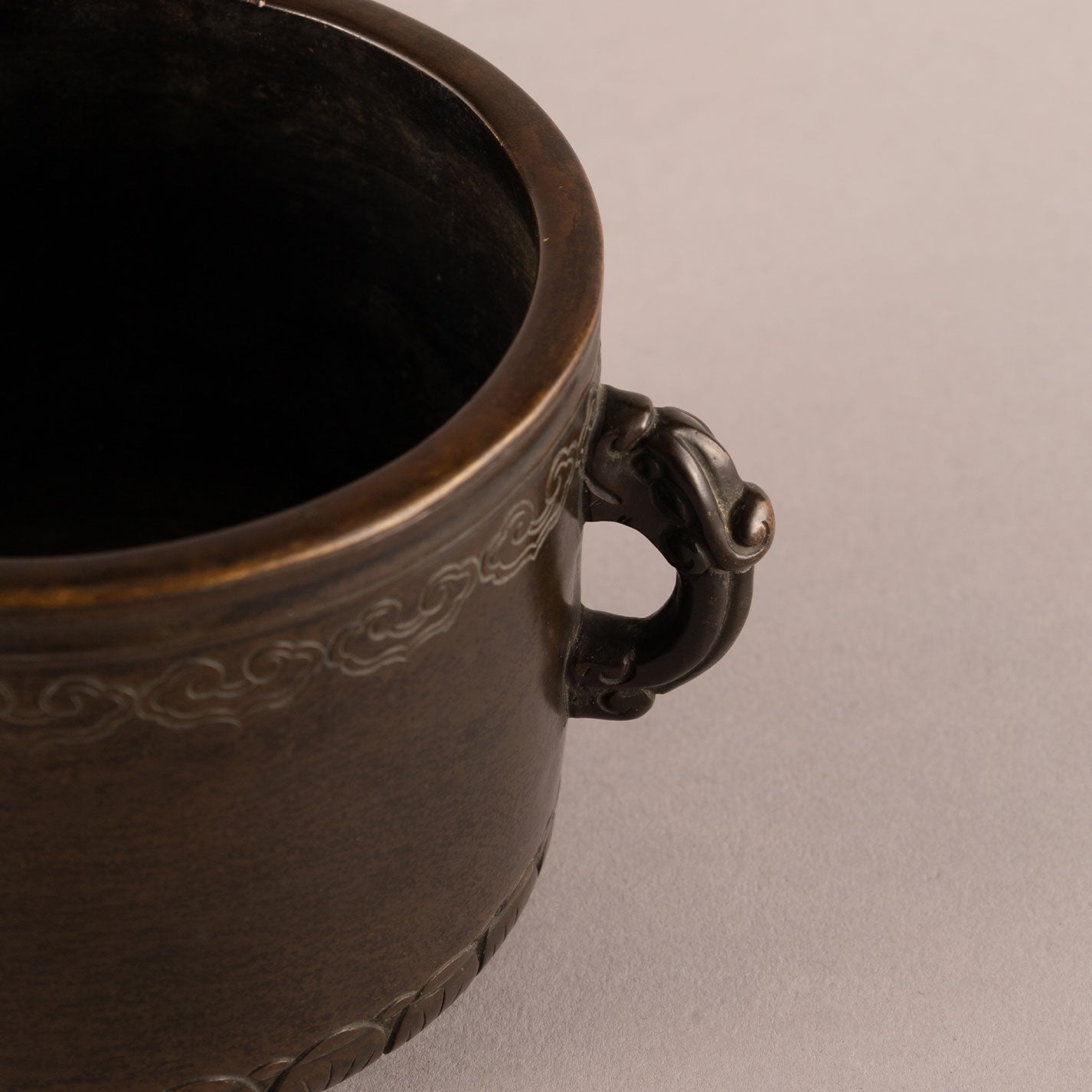 Cast bronze lotus flower and animal ear hearth