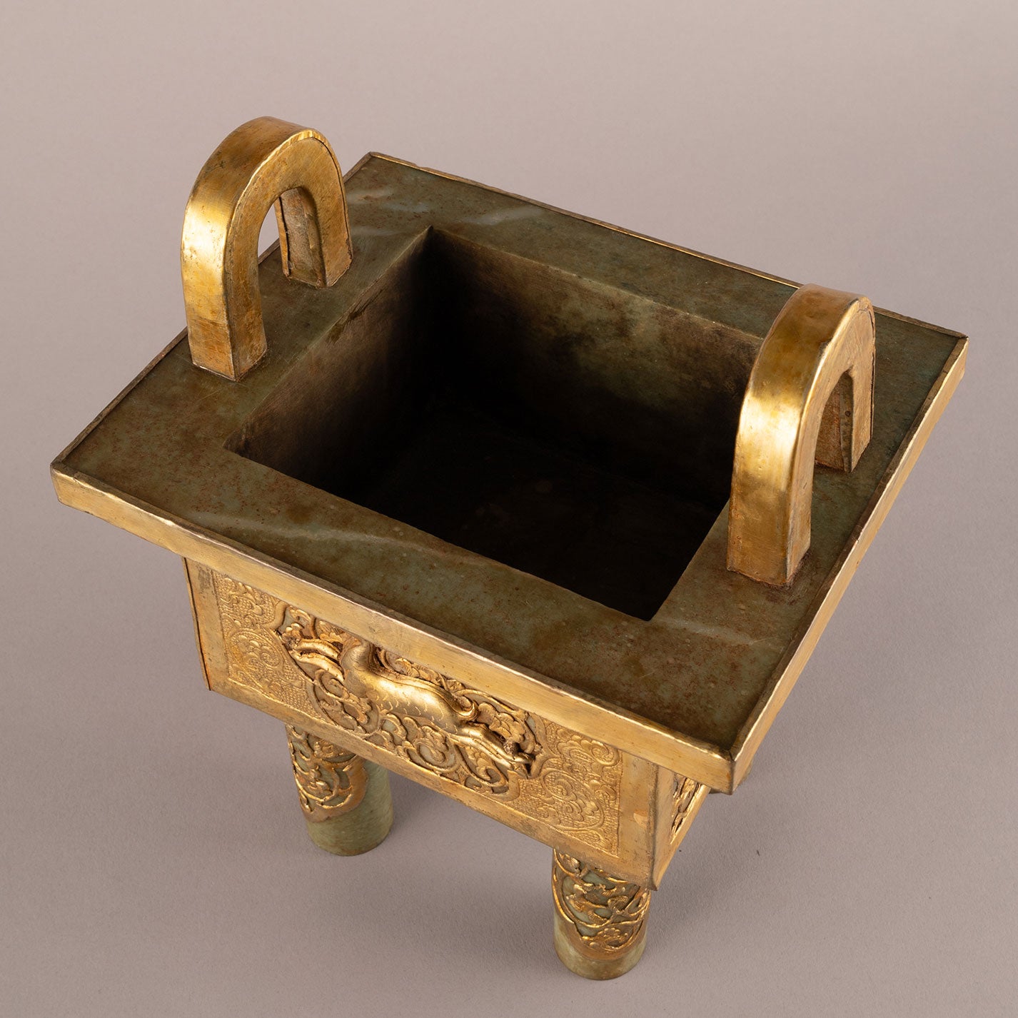 Jade Incense Burner with Bronze Decorations and Bird-and-Beast Design