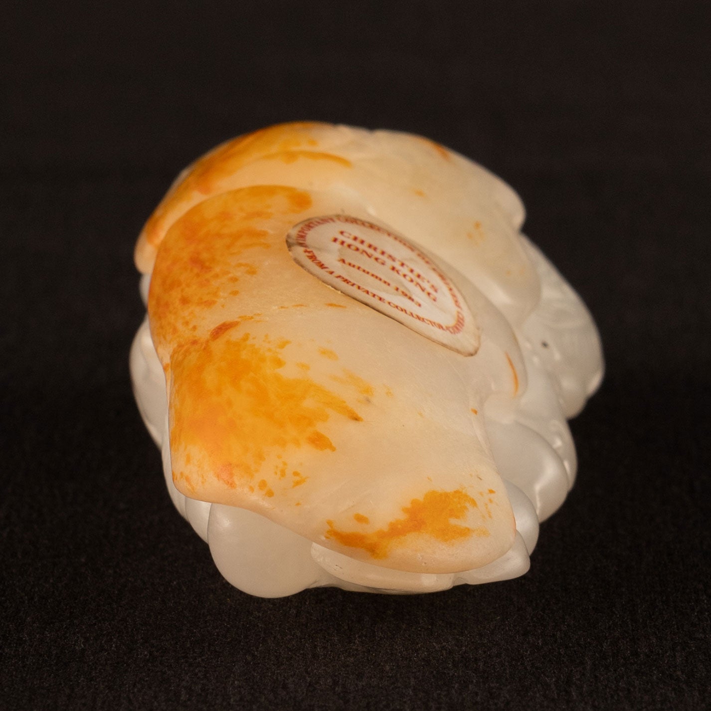 White jade squirrel and grapes ornament