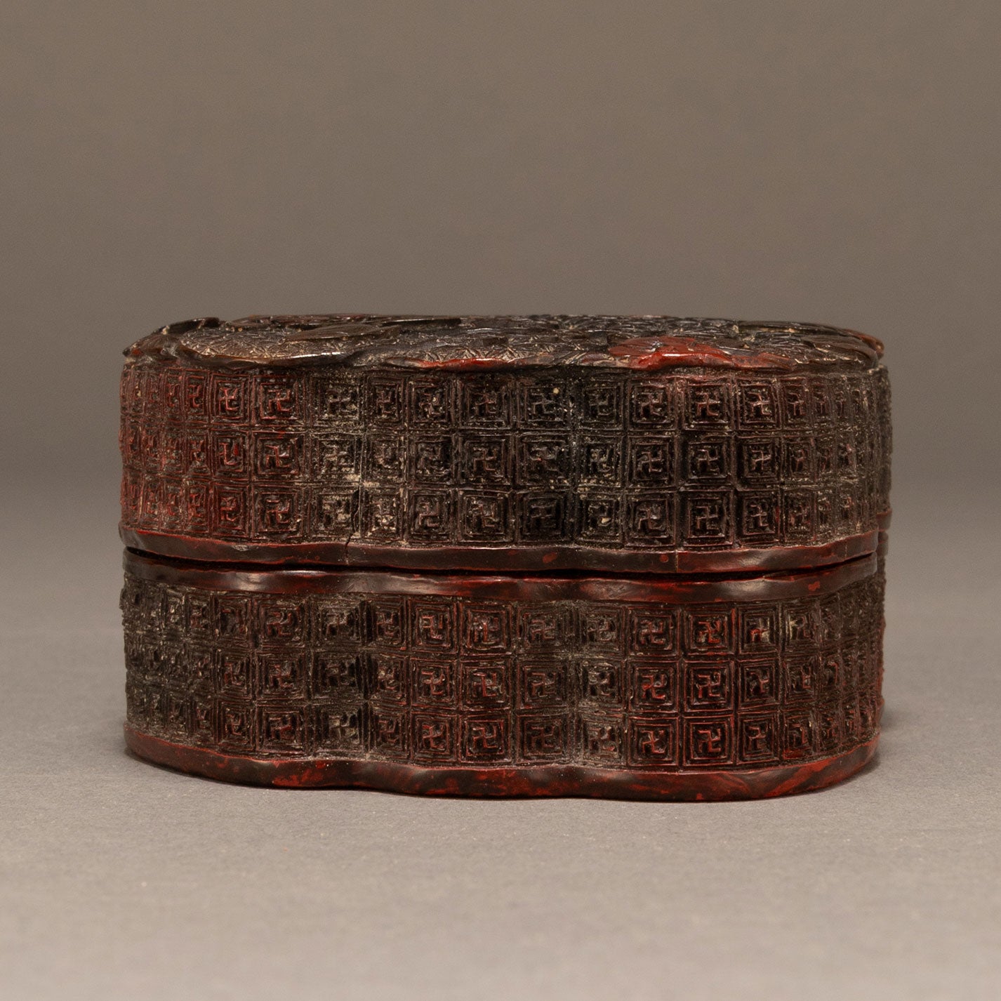 Carved red citrus incense box
