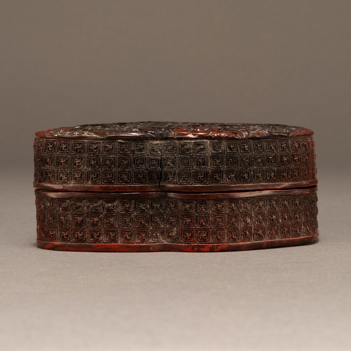 Carved red citrus incense box