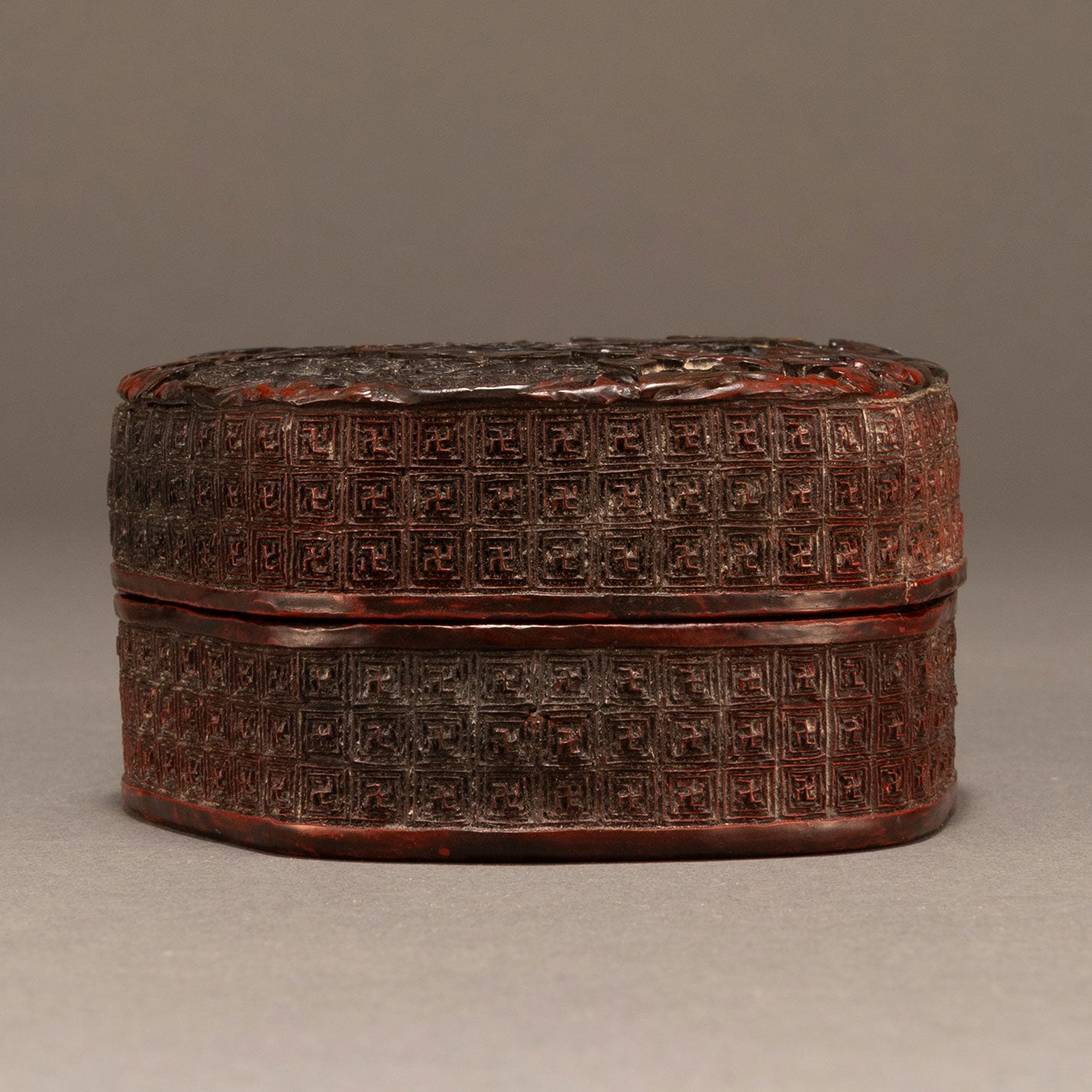 Carved red citrus incense box
