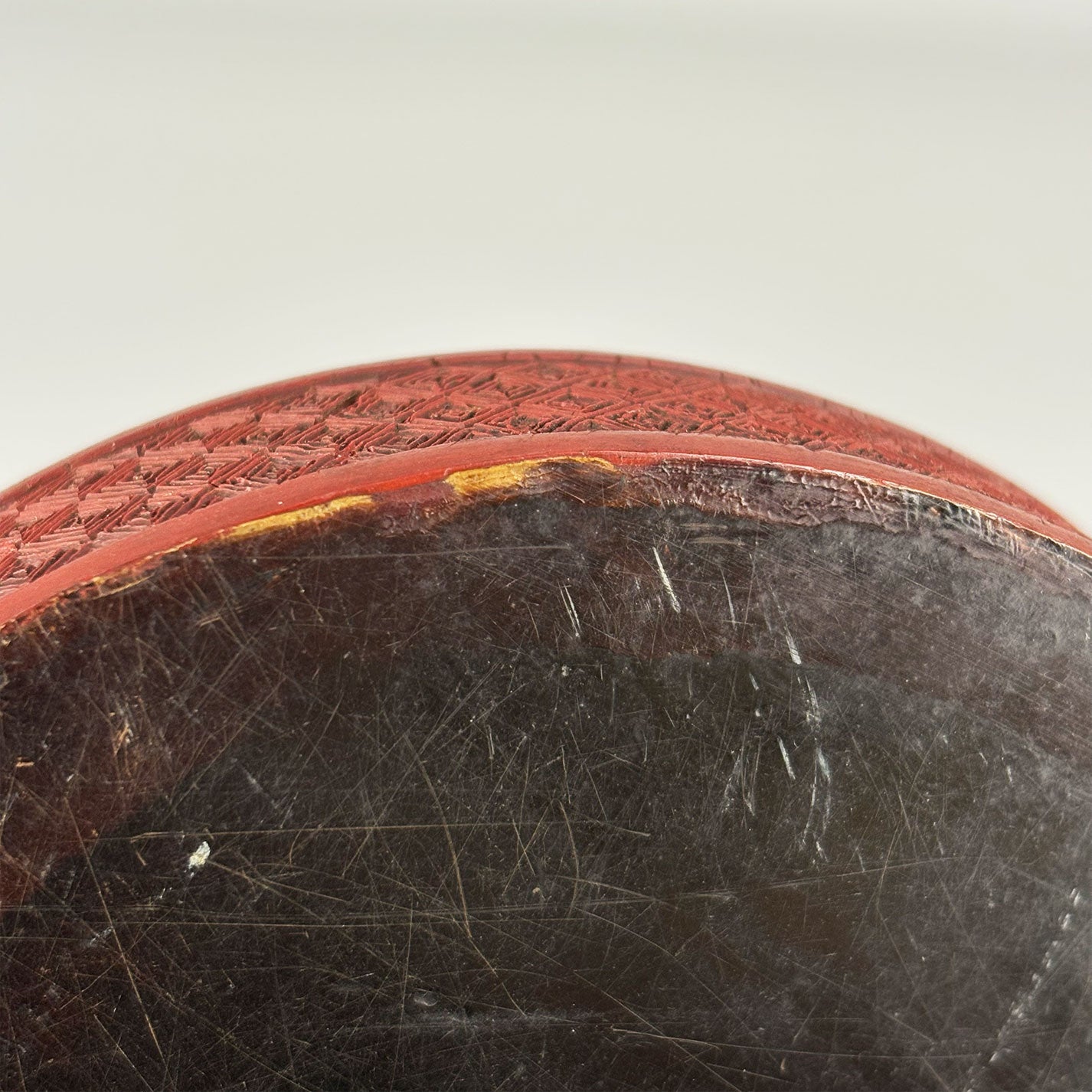 Carved Red Lacquer Box with Figure Design