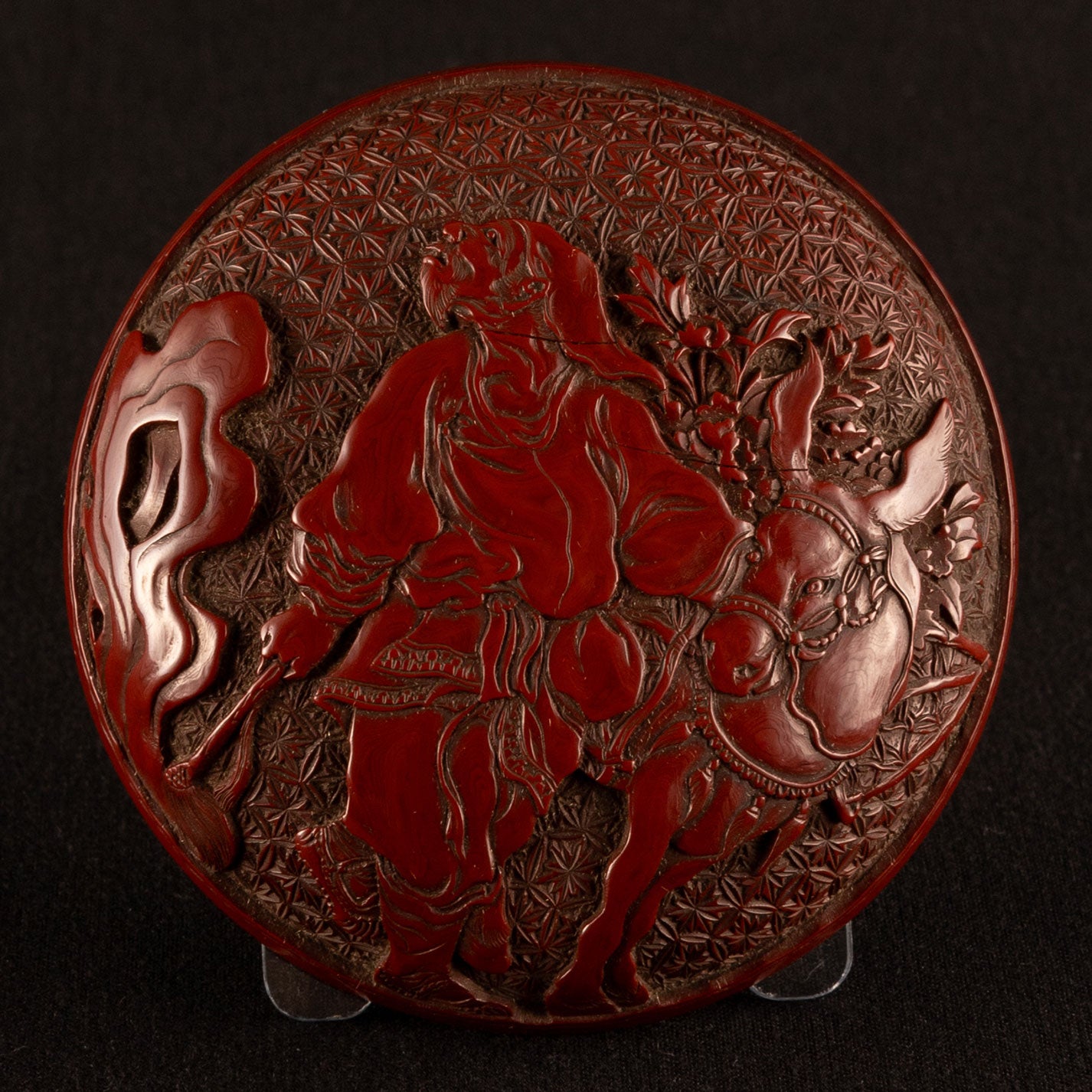 Red carved Hu people's incense box