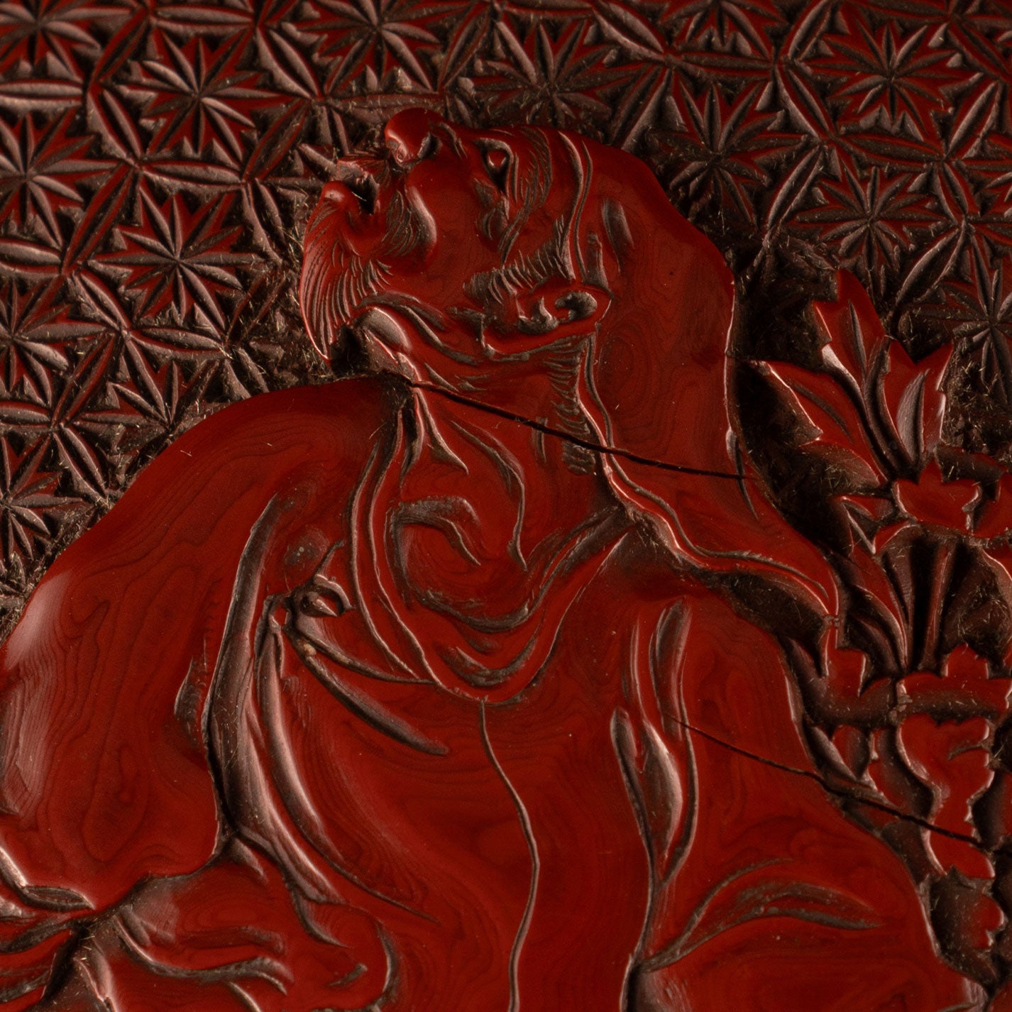 Red carved Hu people's incense box