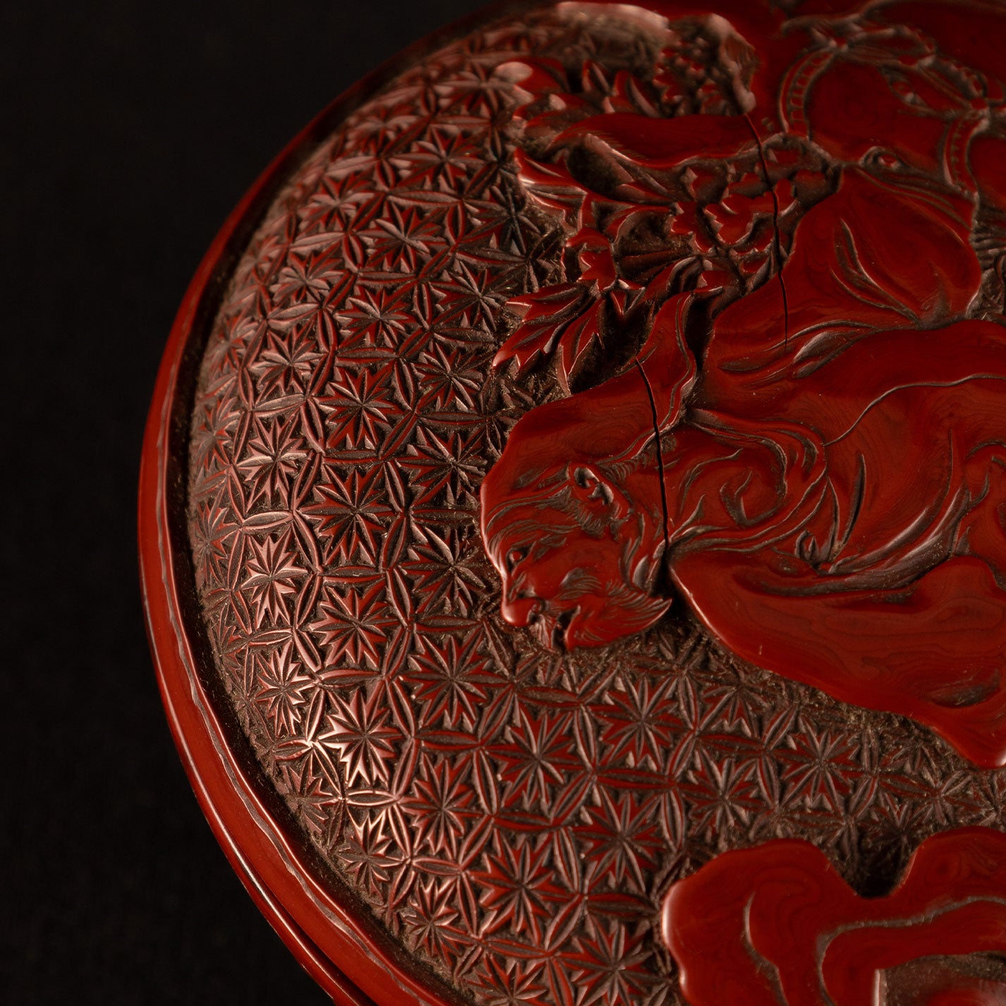 Red carved Hu people's incense box