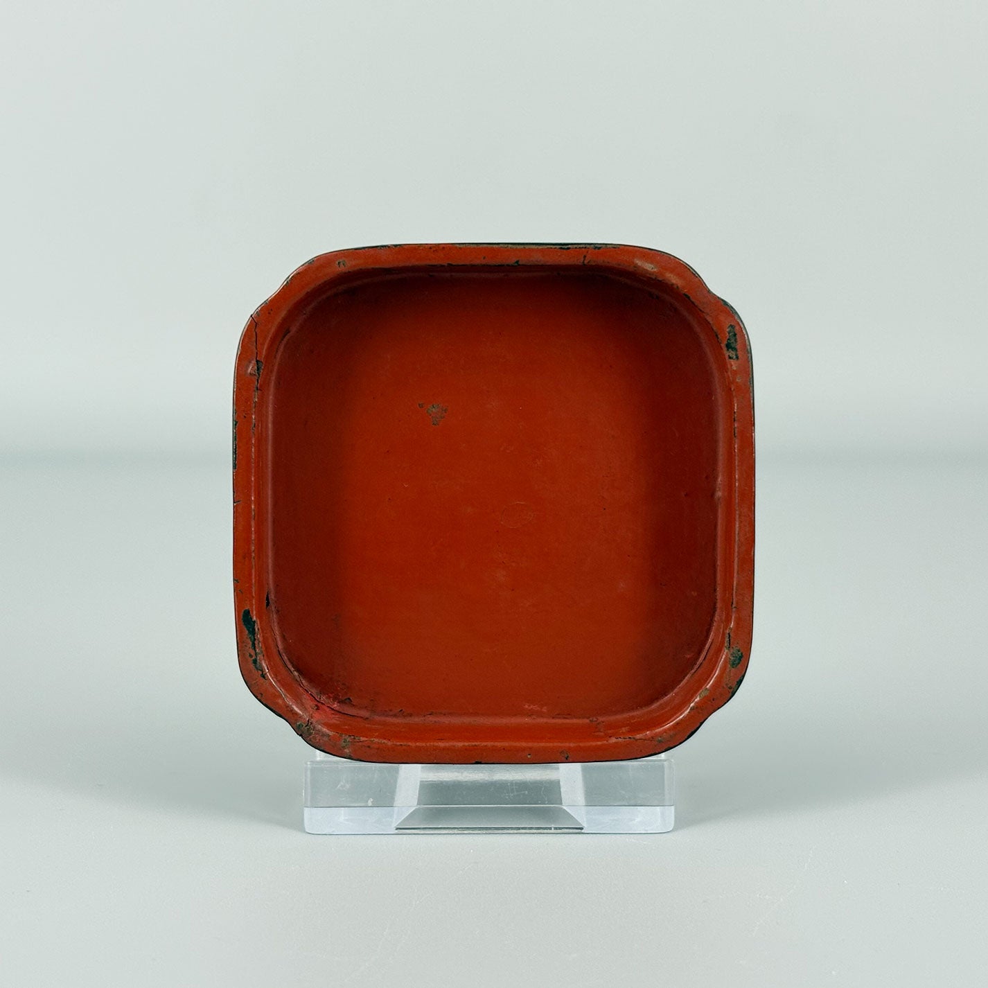 Carved Red Lacquer Incense Box with Floral and Bird Design