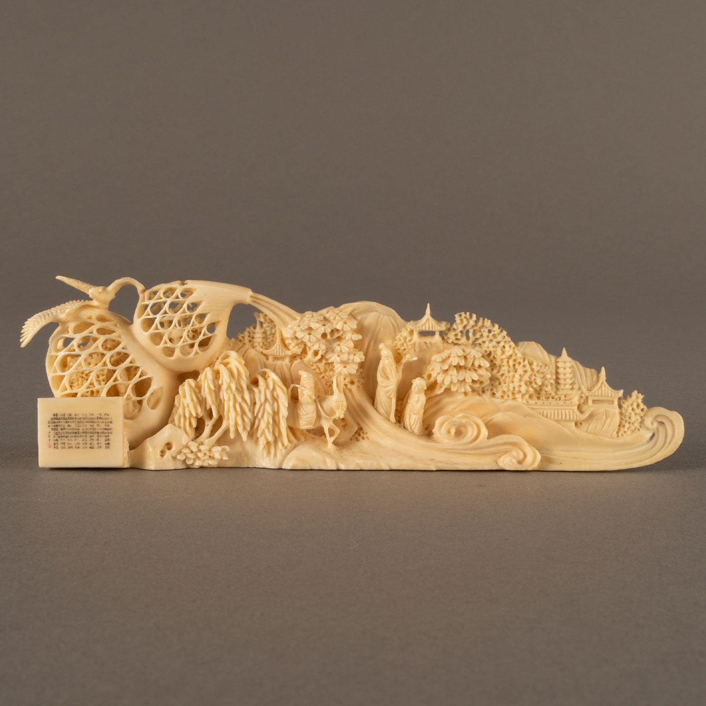 Ivory openwork landscape ornament