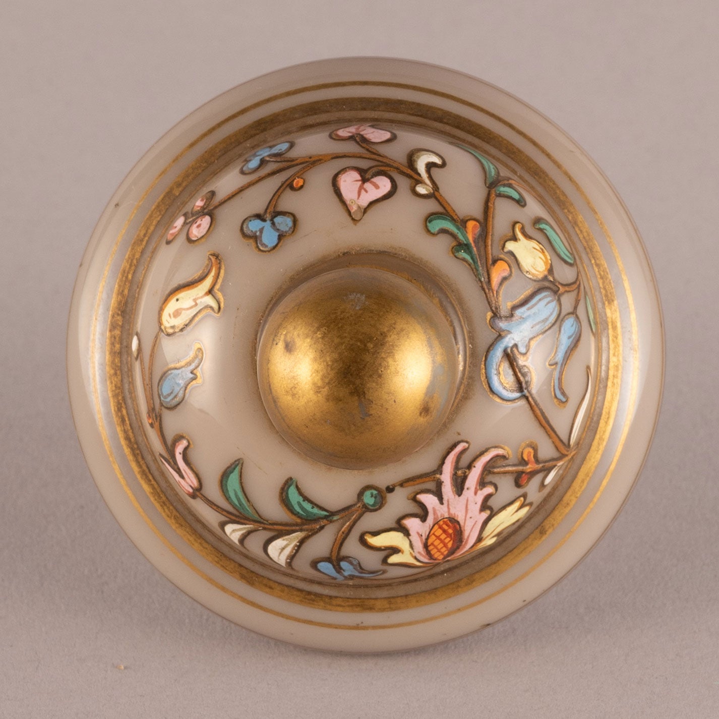 Flower and bird motif jar with lid