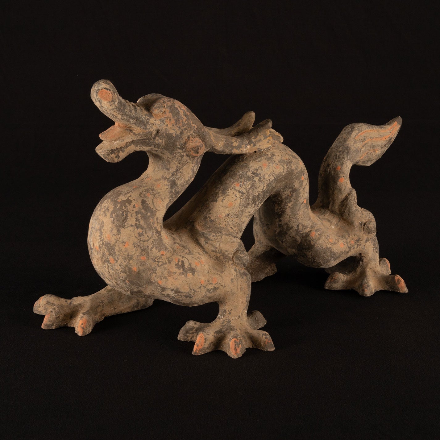 Painted Dragon Terracotta Statue