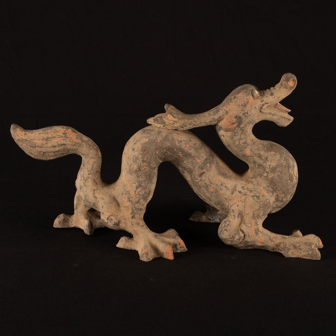 Painted Dragon Terracotta Statue