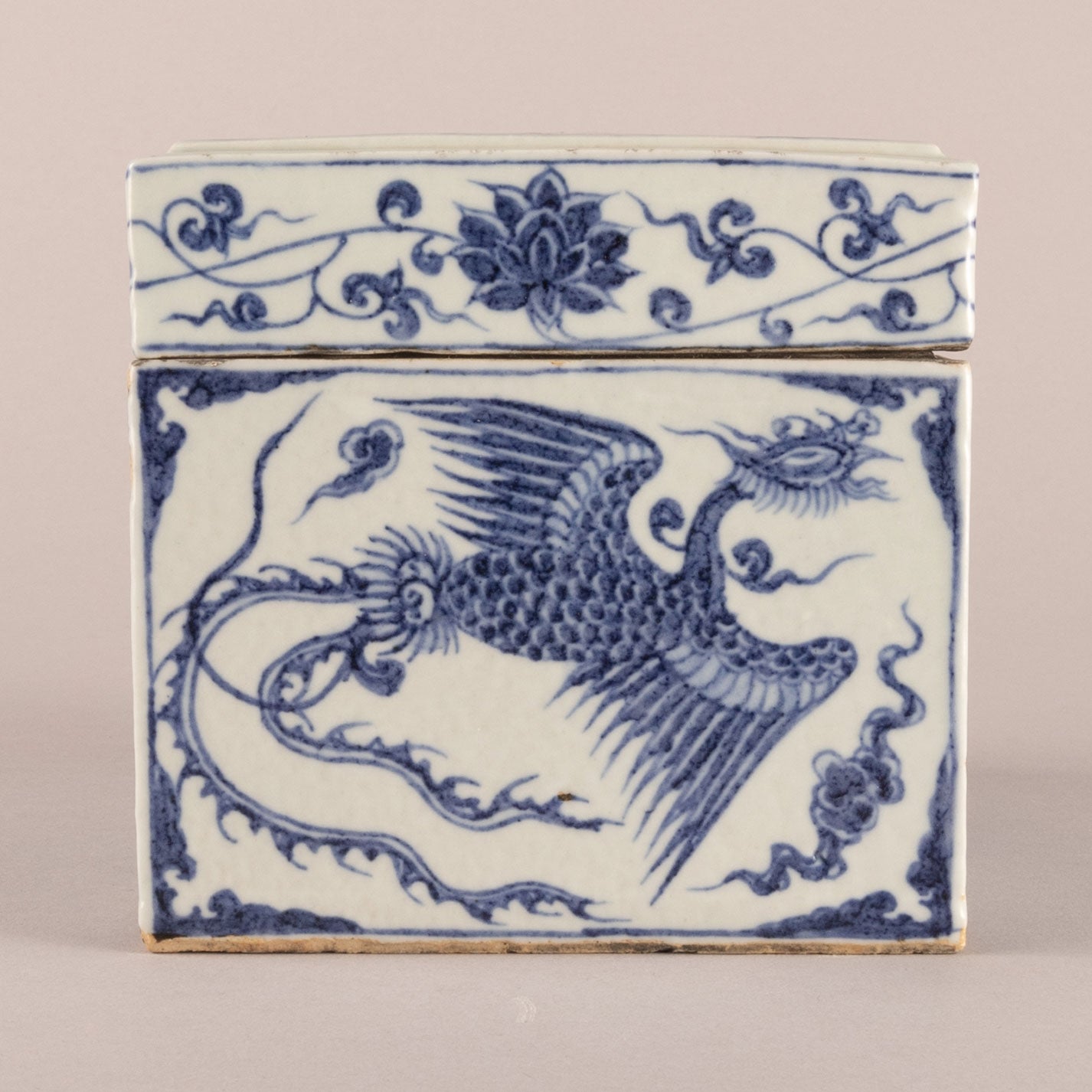 青花龍鳳紋硯盒