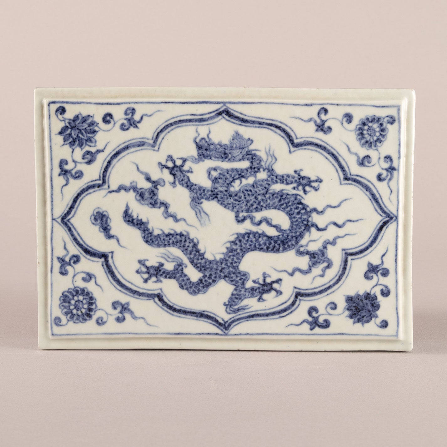 青花龍鳳紋硯盒