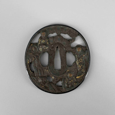 Iron inlaid openwork tsuba
