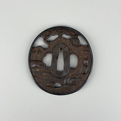 Iron inlaid openwork tsuba