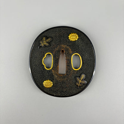 Tsuba with floral motif (set of two)
