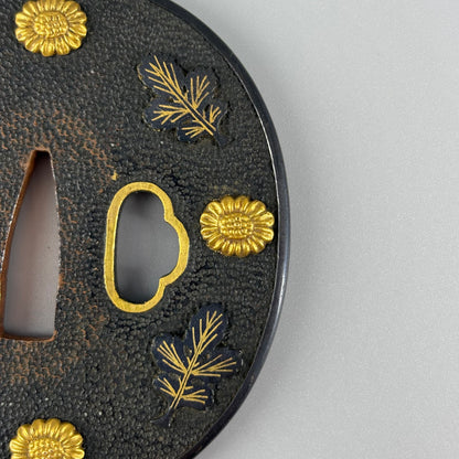 Tsuba with floral motif (set of two)
