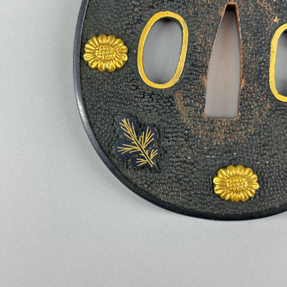 Tsuba with floral motif (set of two)