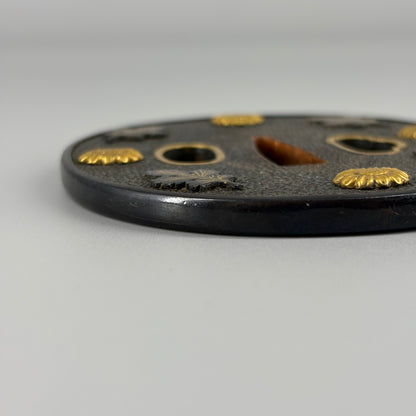 Tsuba with floral motif (set of two)