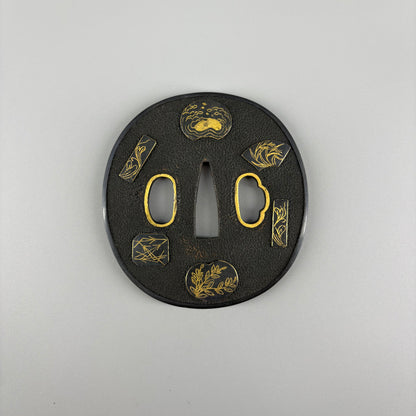 Tsuba with floral motif (set of two)