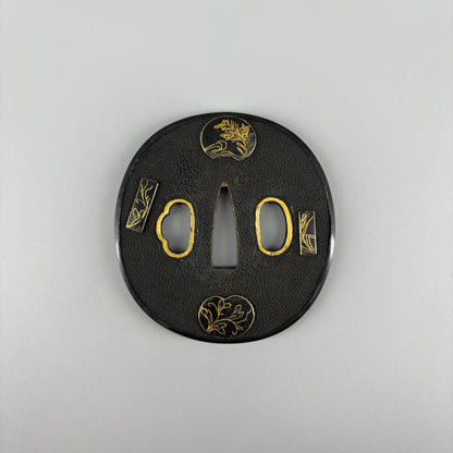 Tsuba with floral motif (set of two)